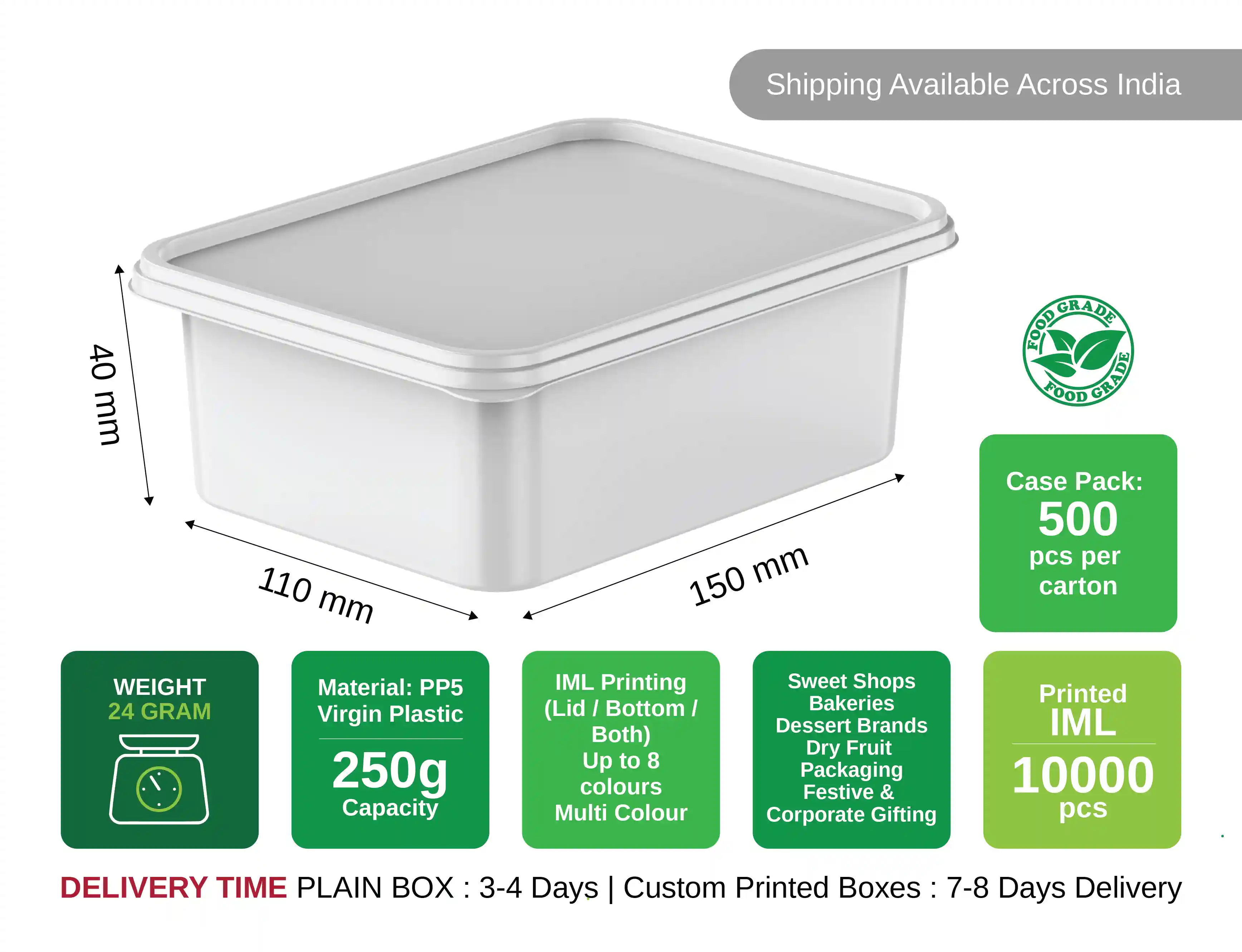 250 Gram IML plastic Sweet box - pack of 5000 pieces - image 3