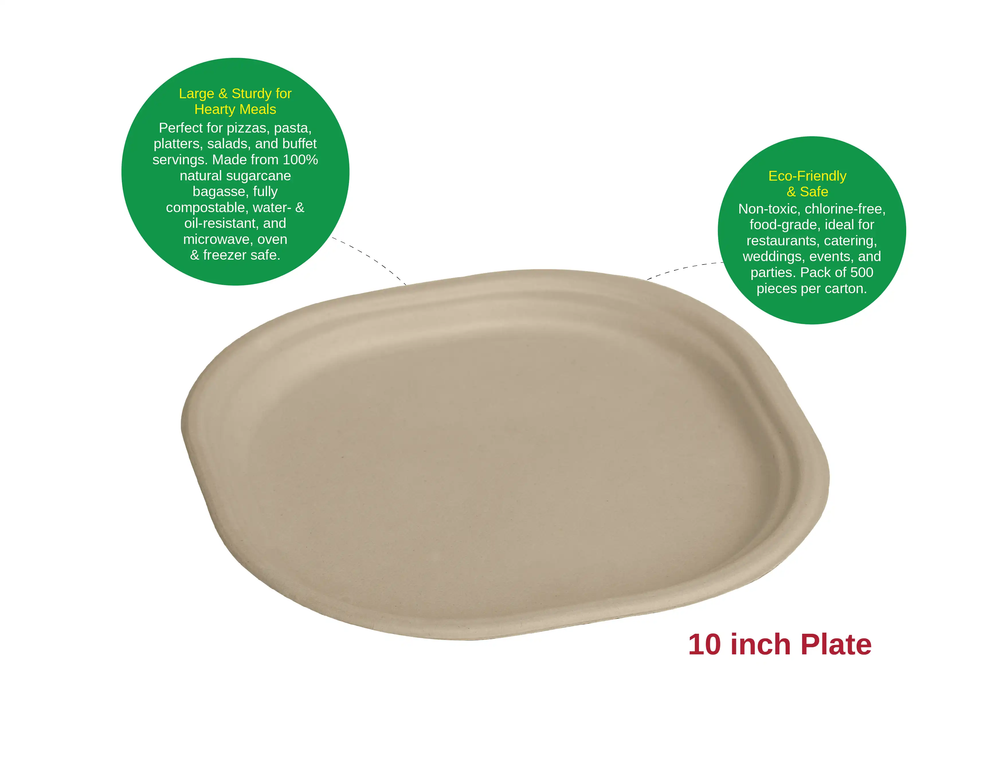 10 inch Round Biodegradable Sugercan Plates Pack of (700) - image 2
