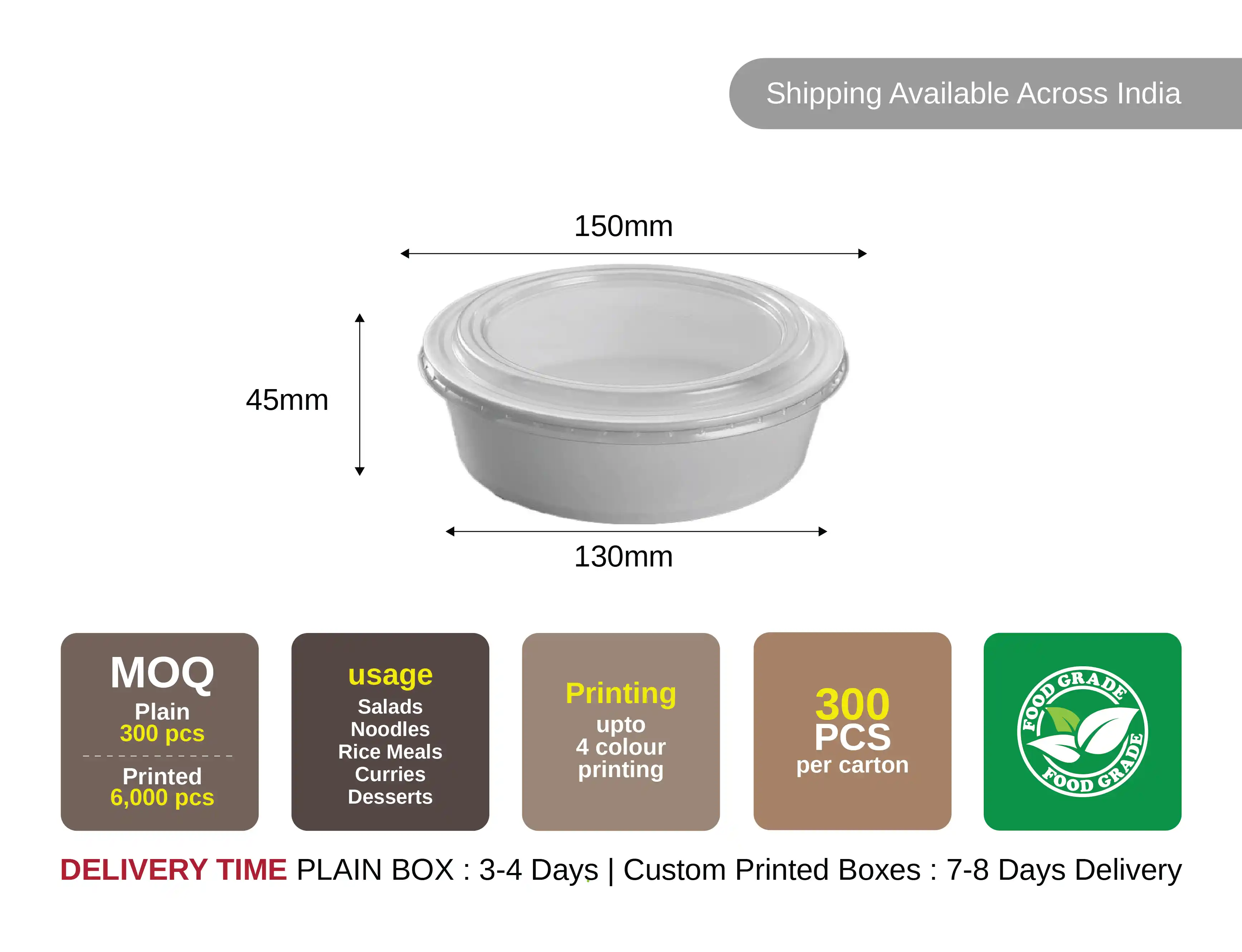 500ml White Paper Bowl with Lid - Pack of 300 Pieces - image 3
