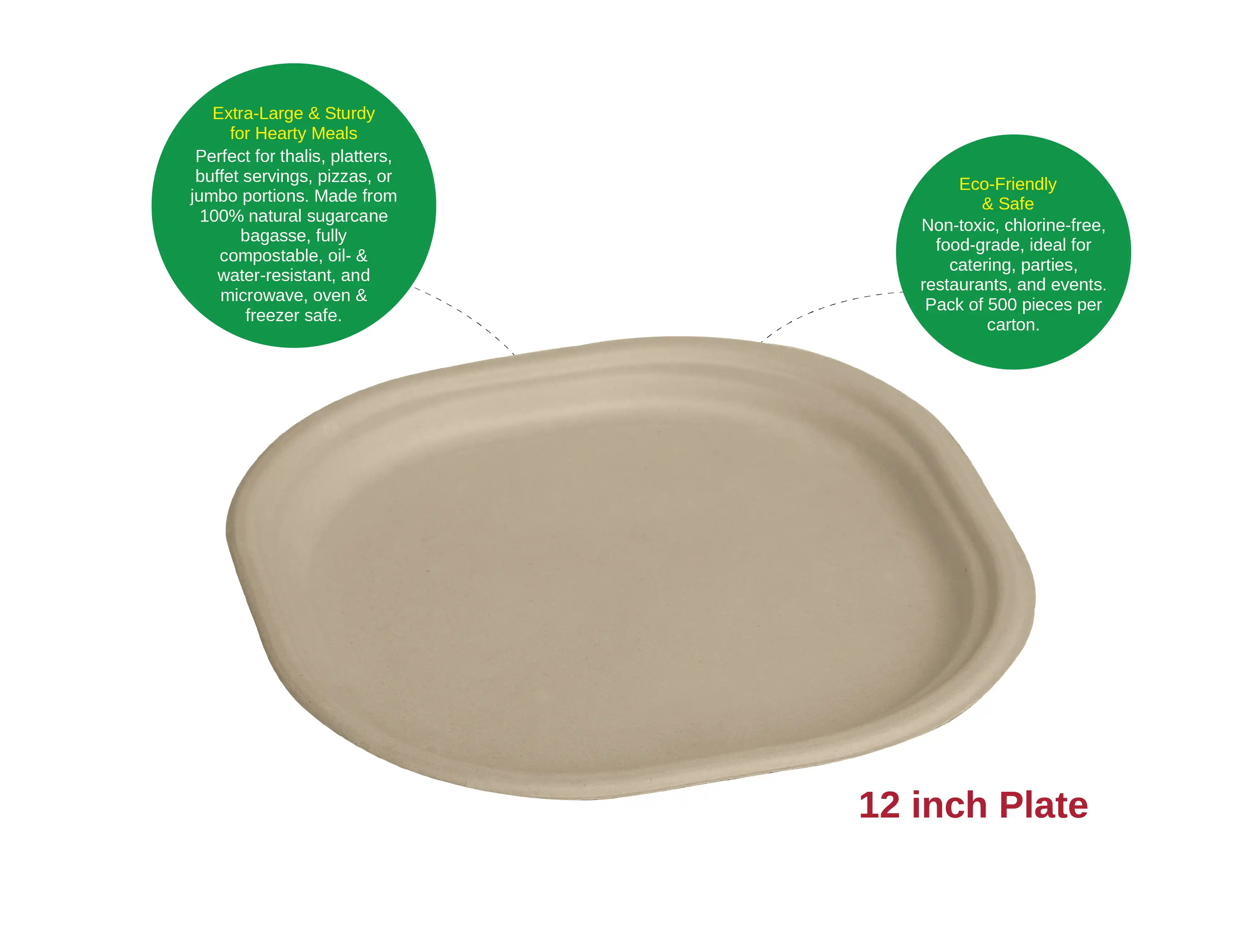 12 Inch Round Biodegradable Sugercan Plates Pack of (700) - image 2