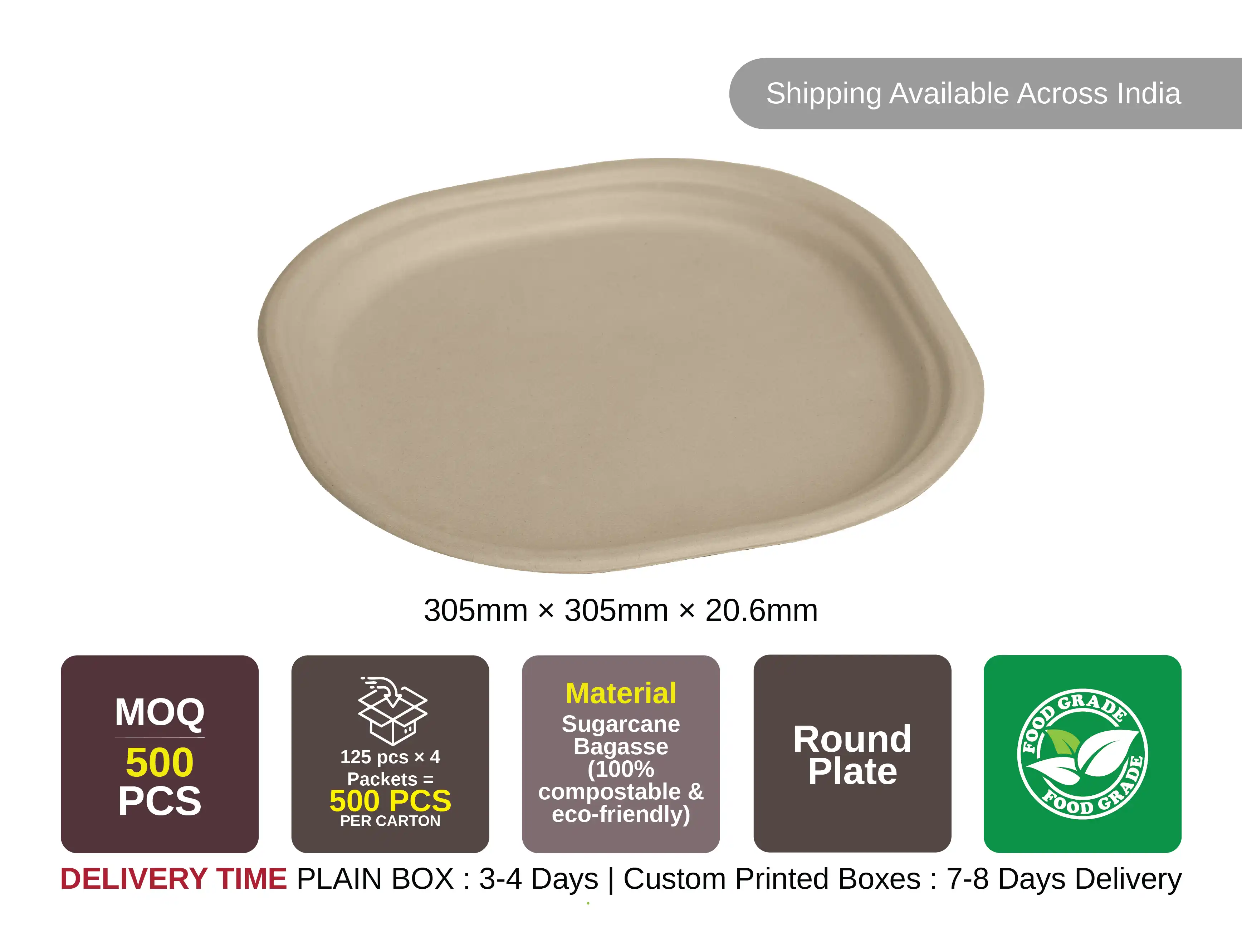 12 Inch Round Biodegradable Sugercan Plates Pack of (700) - image 3