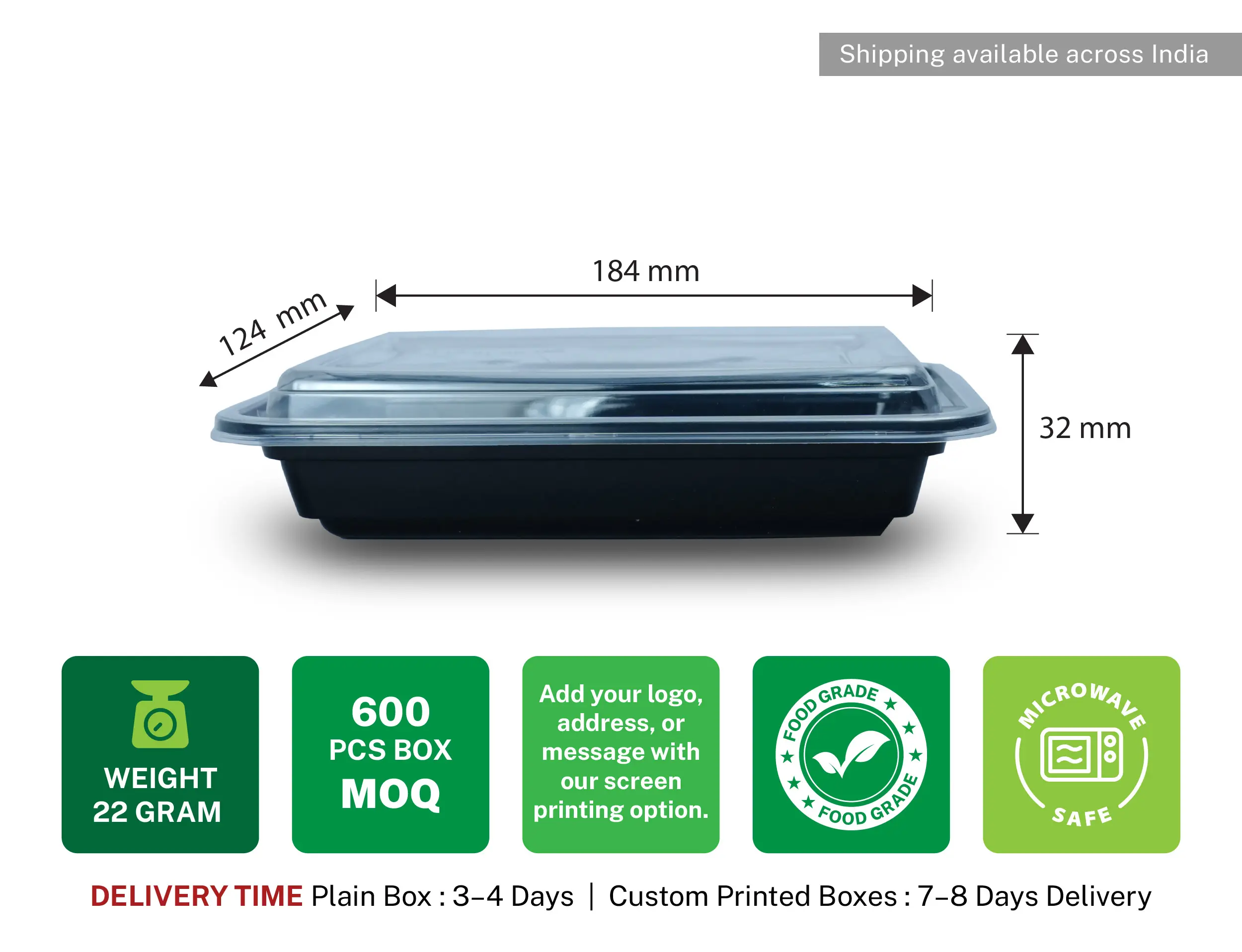 RE24 750ml Rectangle Plastic Container With Dome Lid - Pack of 600 Pieces - image 7