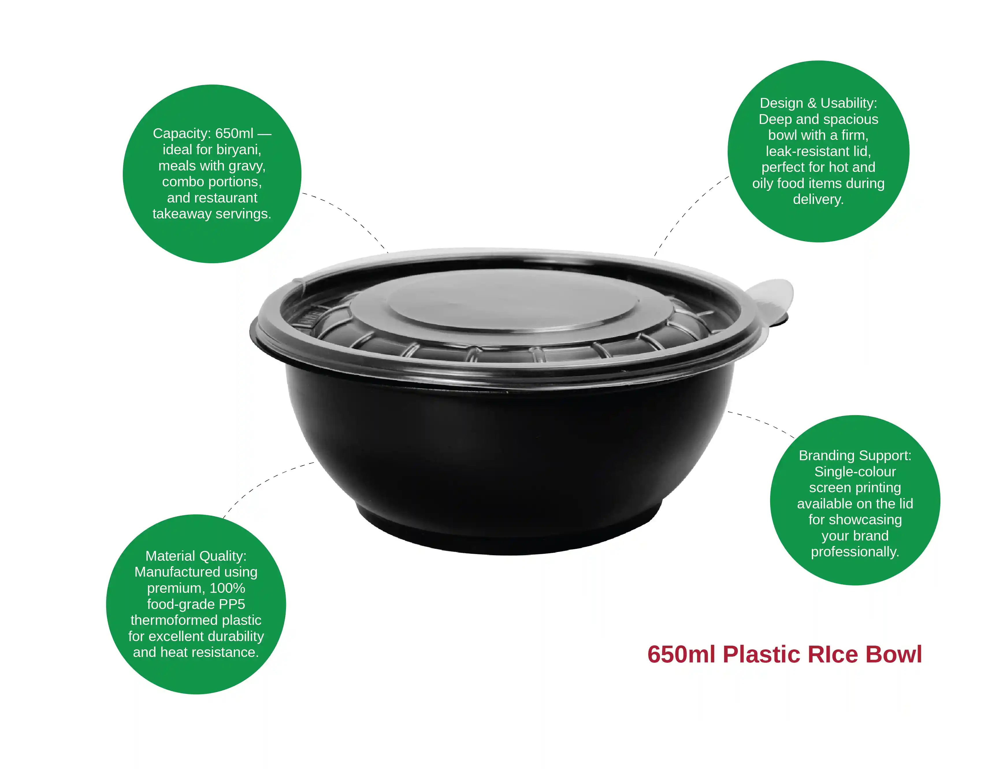 650ml Plastic Rice Bowl - (Pack of 300 pieces) - image 2