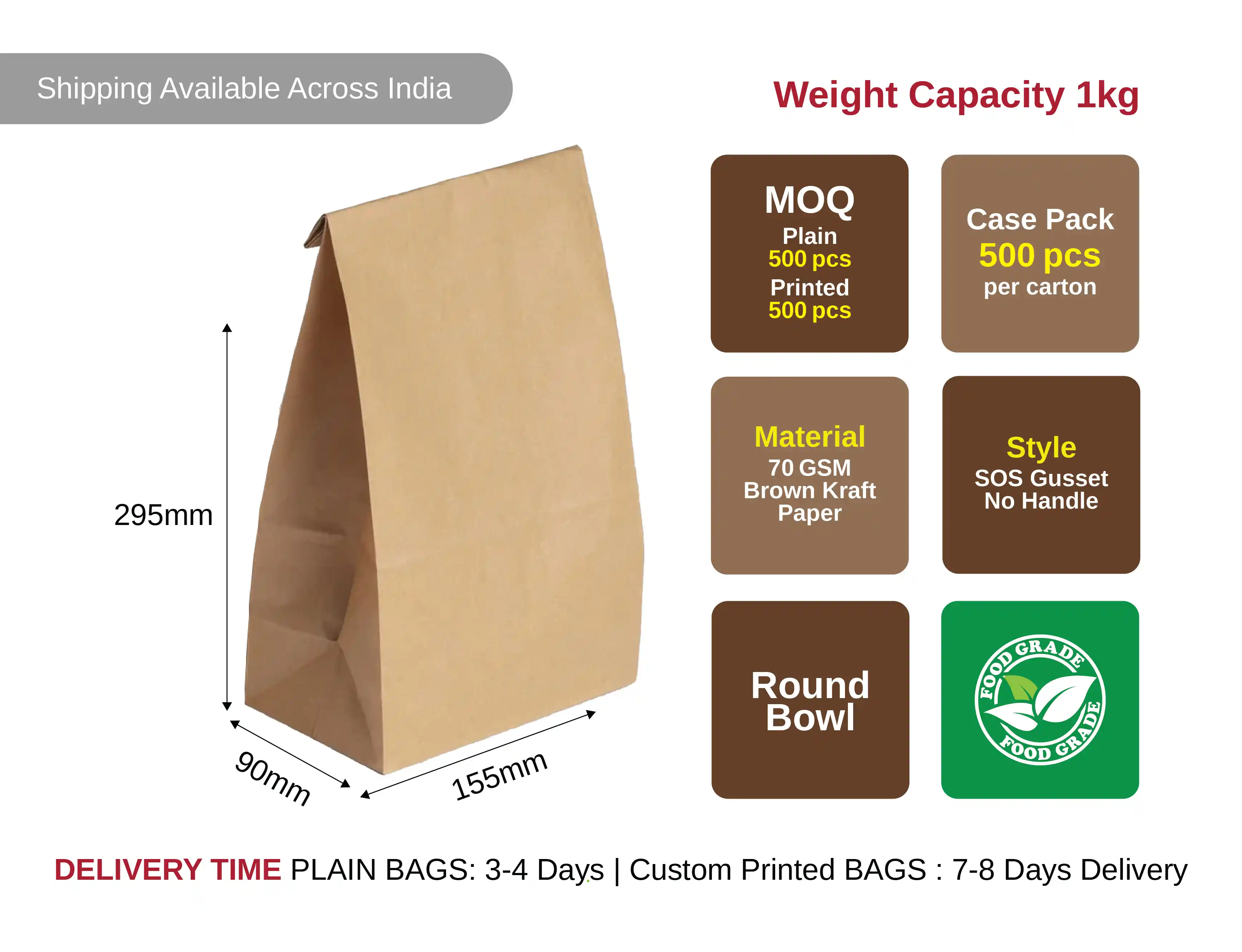 SOS 6 Paper Bag Without Handle –Medium Size(pack of 1200 pcs) - image 4
