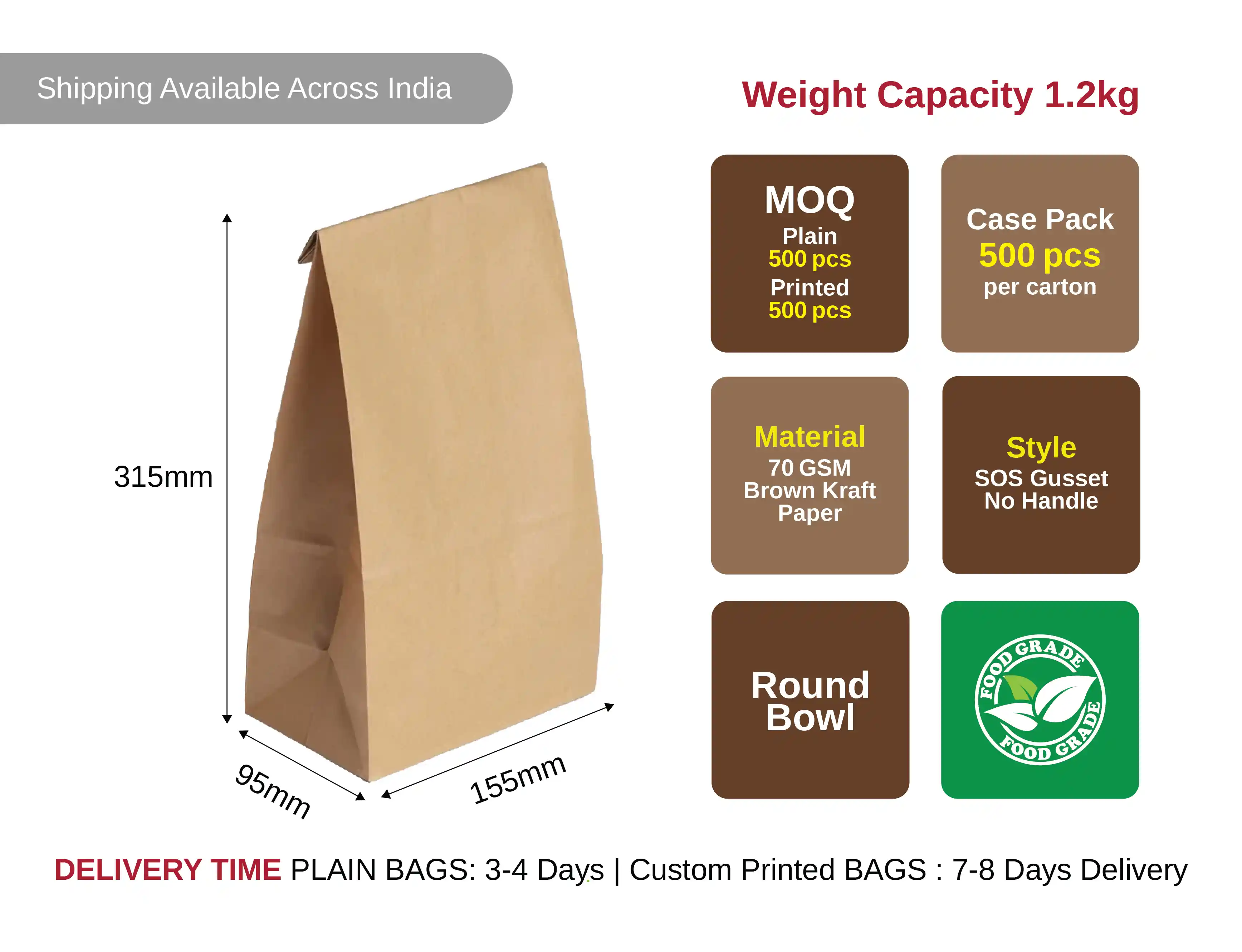 SOS 8 Paper Bag Without Handle –  (pack of 1200 pcs) - image 4
