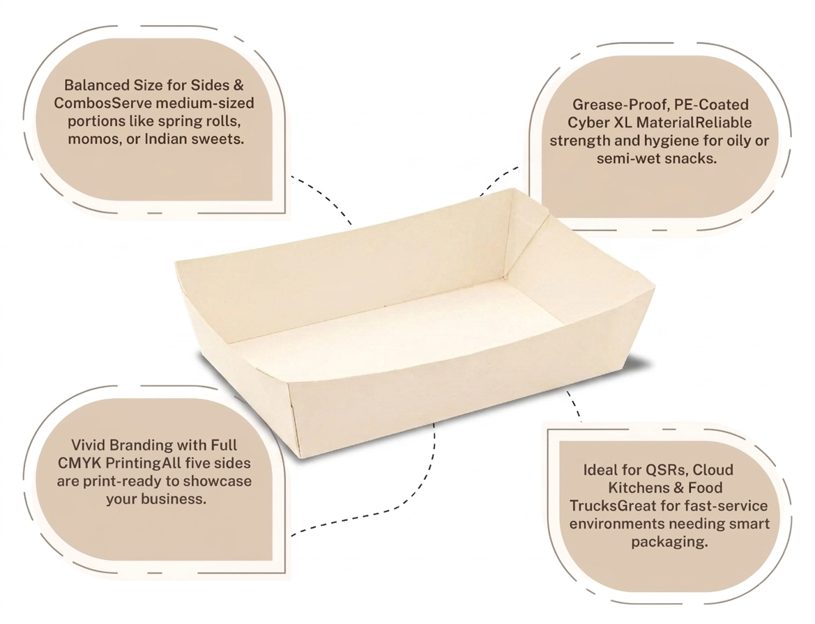 500ml paper Boat Tray - White - image 3