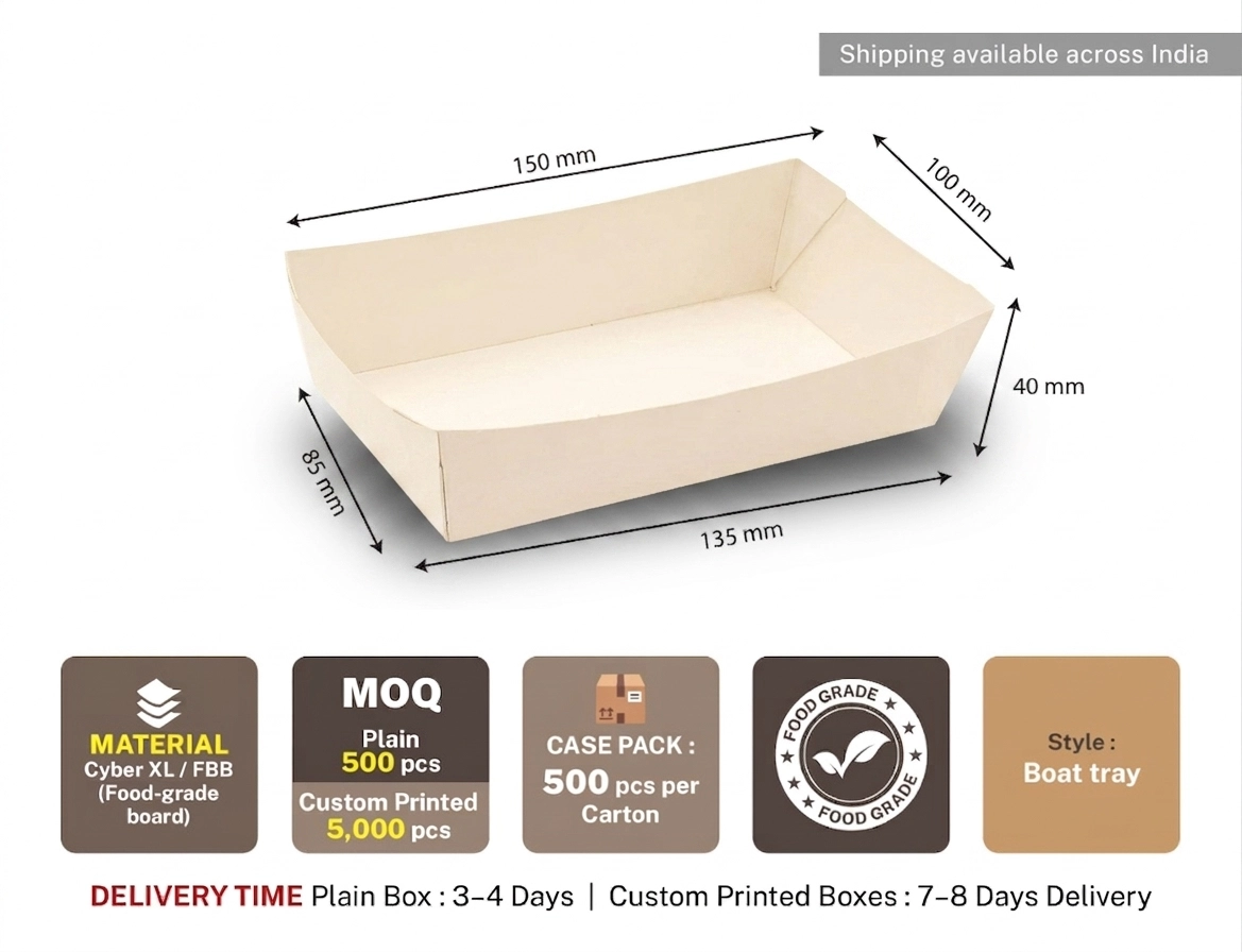 750ml paper Boat Tray - White - image 4