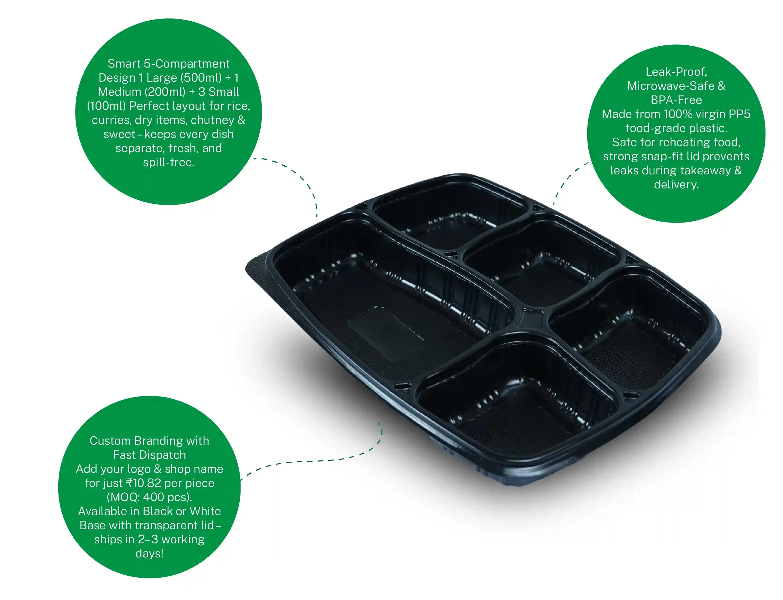 5cp Meal Tray With lid - Pack of 400 Pieces - image 4