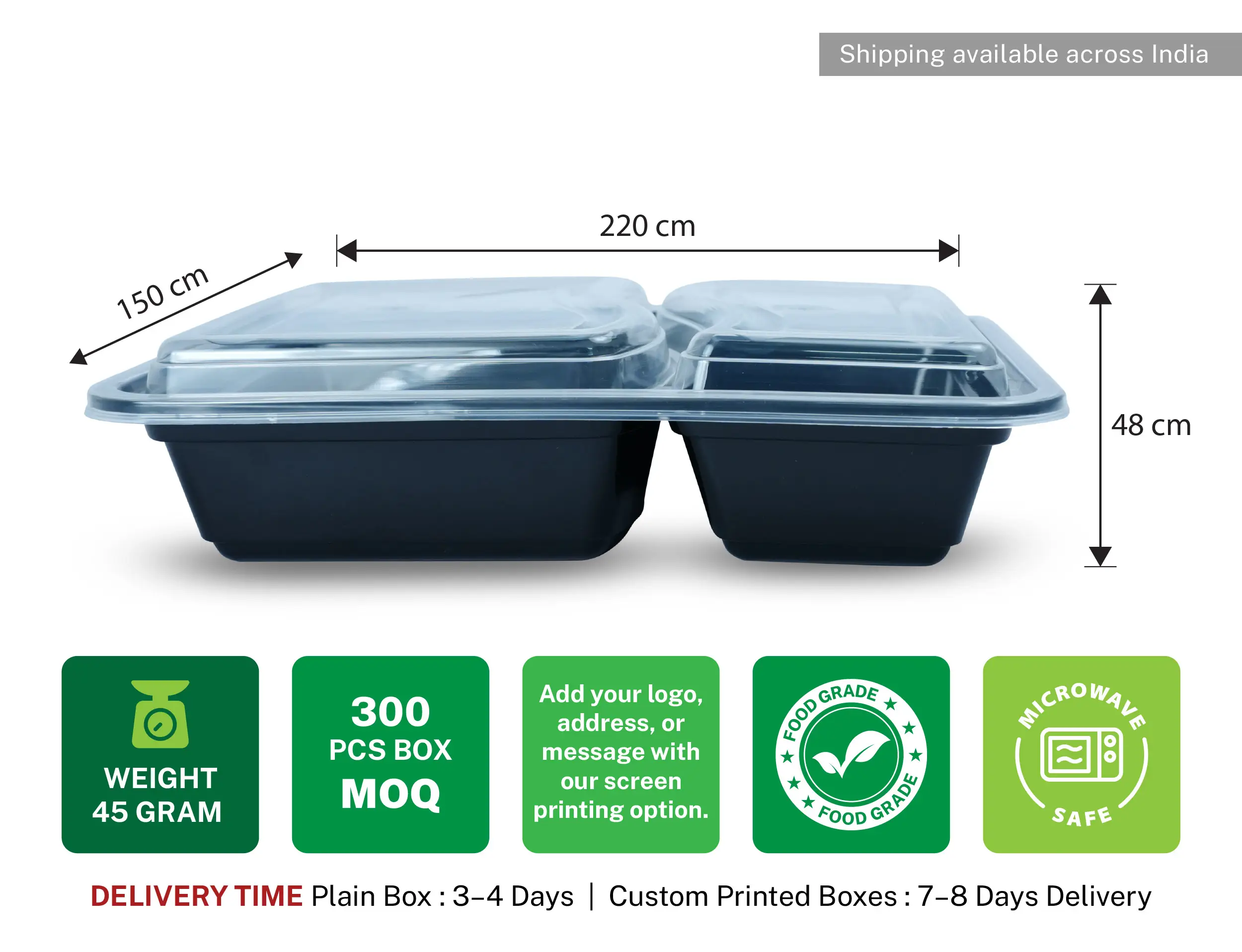 2cp Meal Tray with Dome Lid  850ml - Pack of 300 pieces - image 4