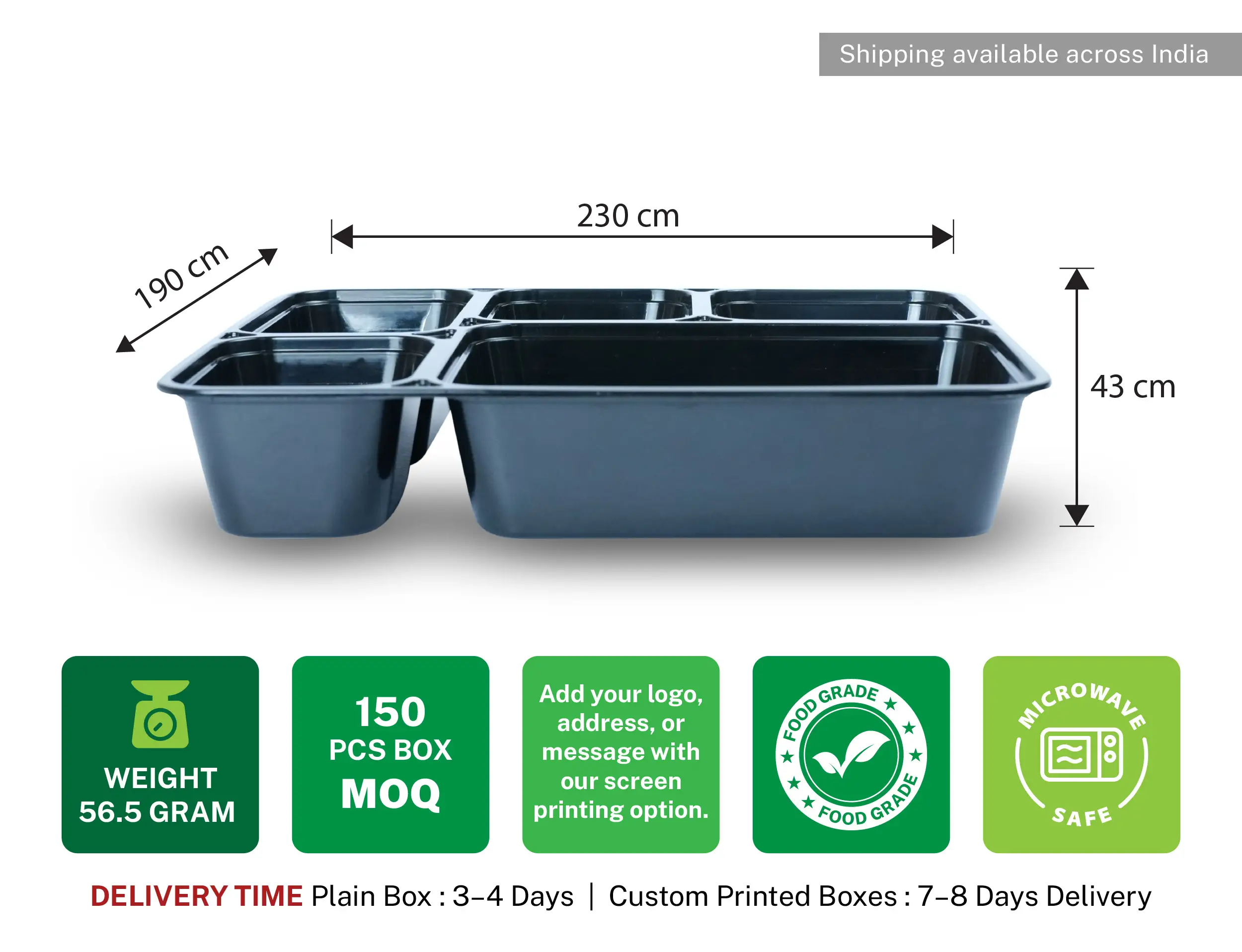 Plastic 5 Compartment Disposable Thali with Lid - Pack of 150 Pieces - image 4