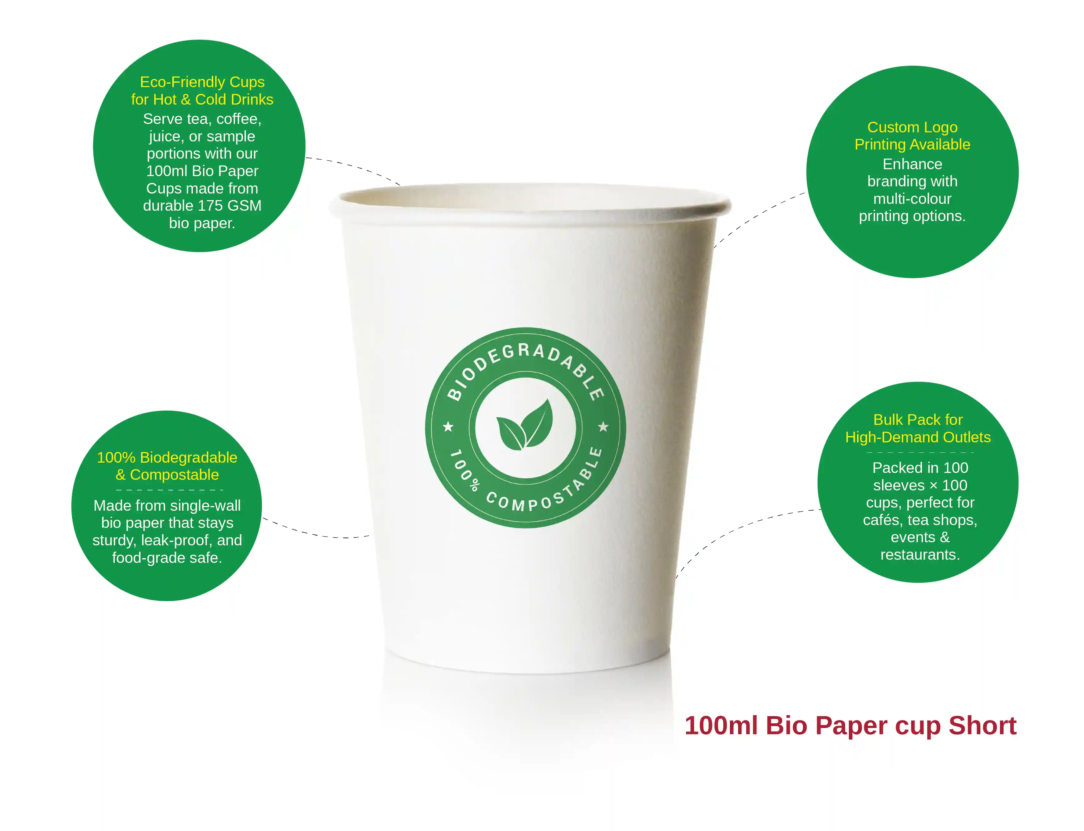 100ml Bio Paper Cups for Tea & Coffee - (pack of 10000' pcs) - image 3