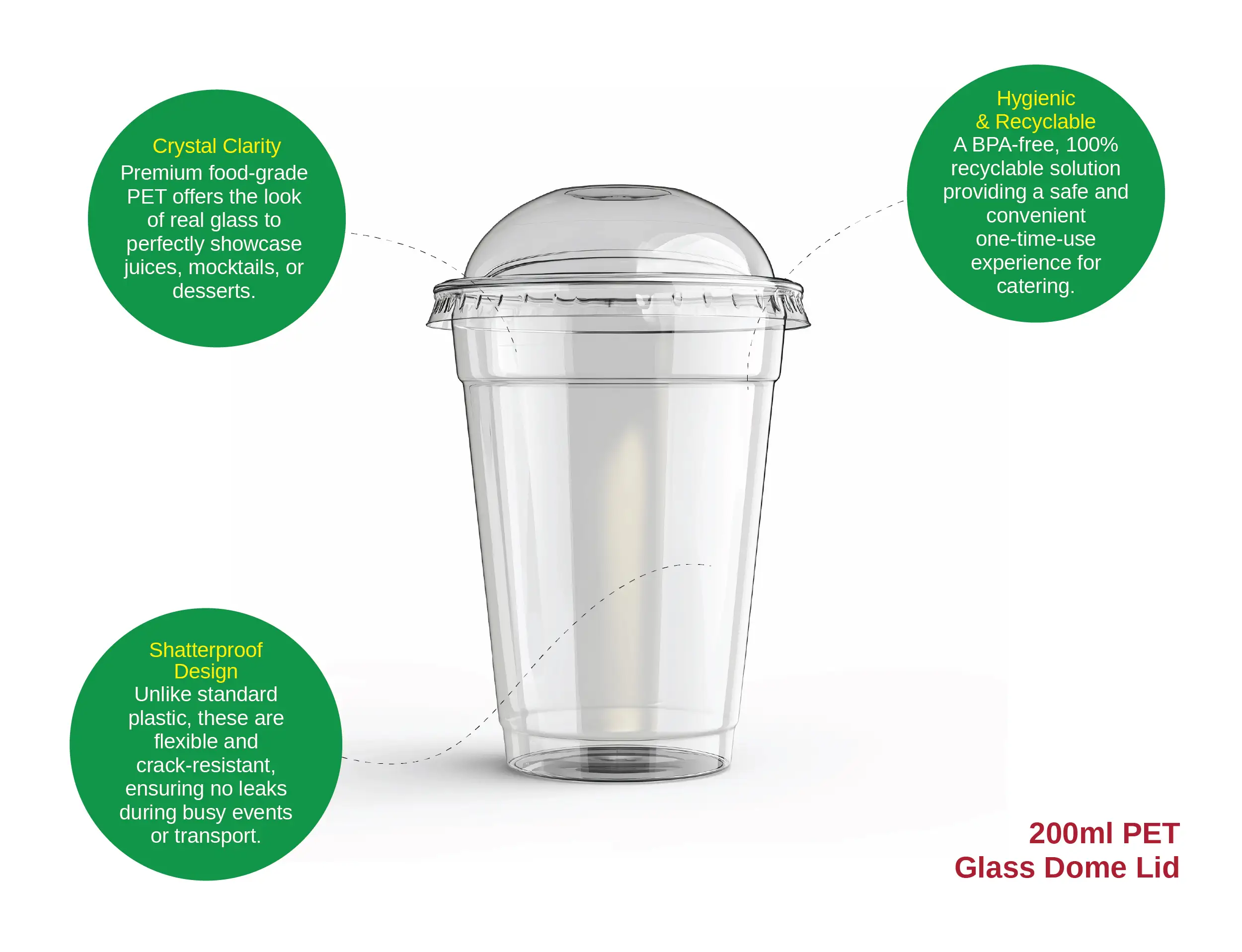 200ml PET Plastic Glass With Dome LID - image 2