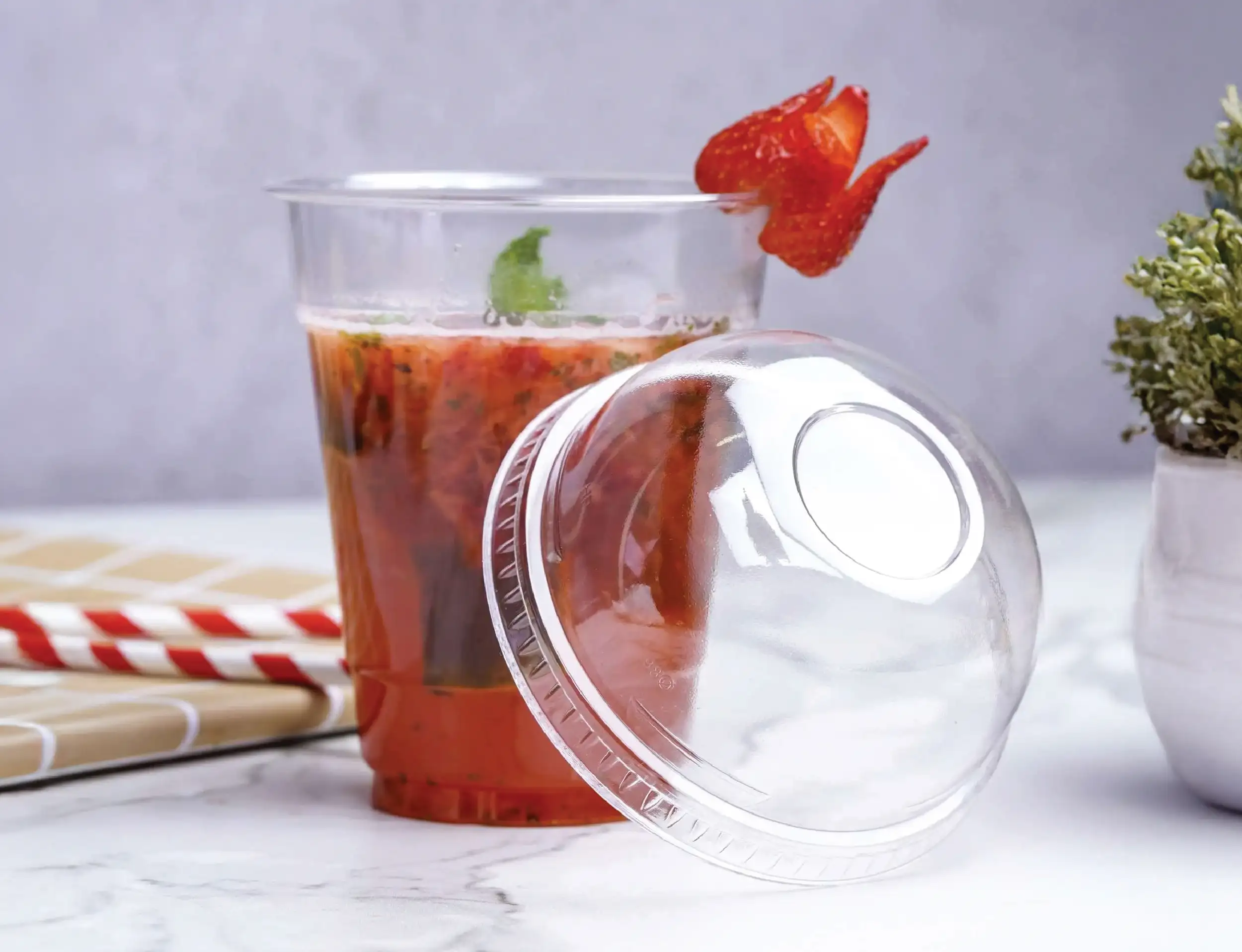 200ml PET Plastic Glass With Dome LID - image 4