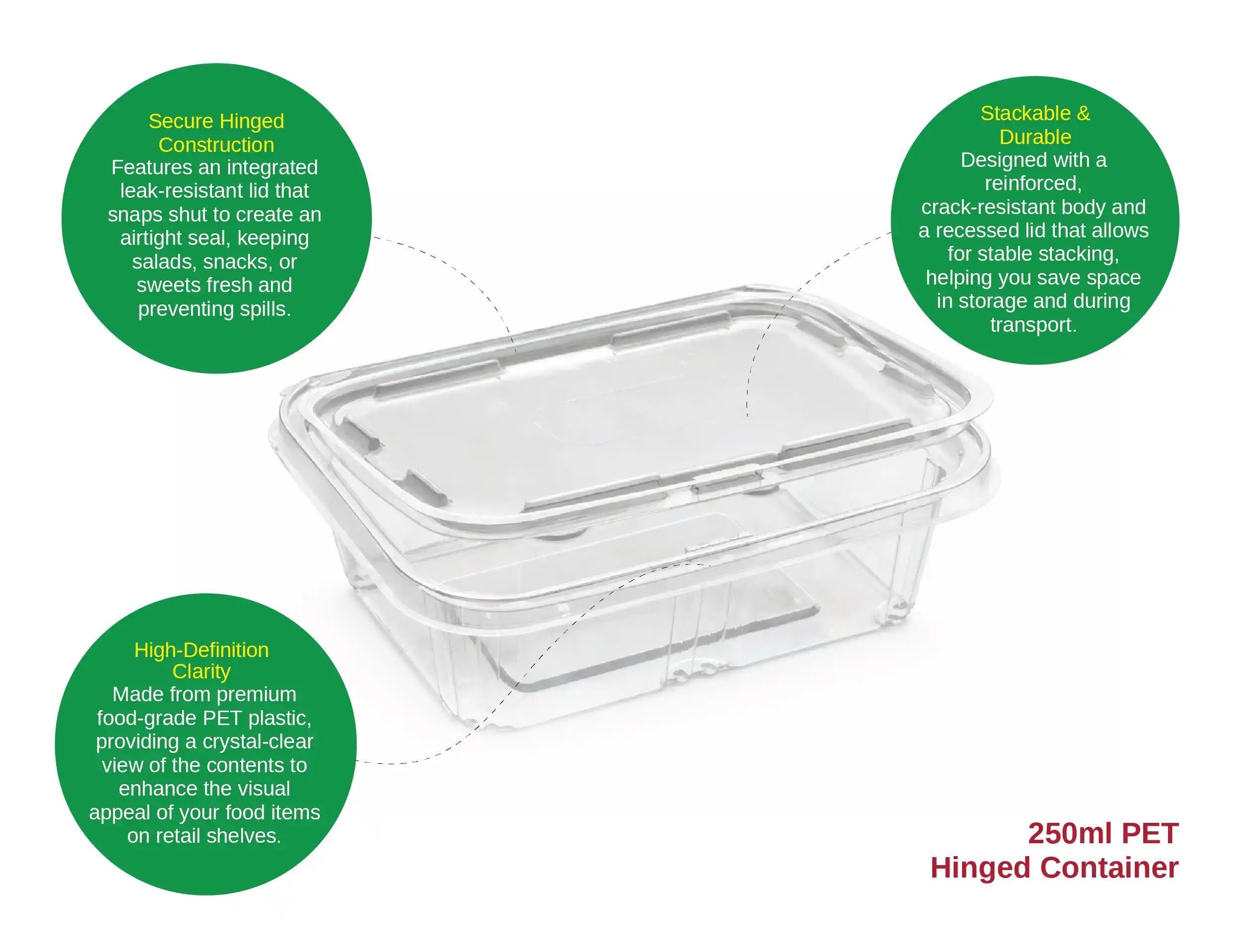 250ml PET Hinged Square Container - image 2