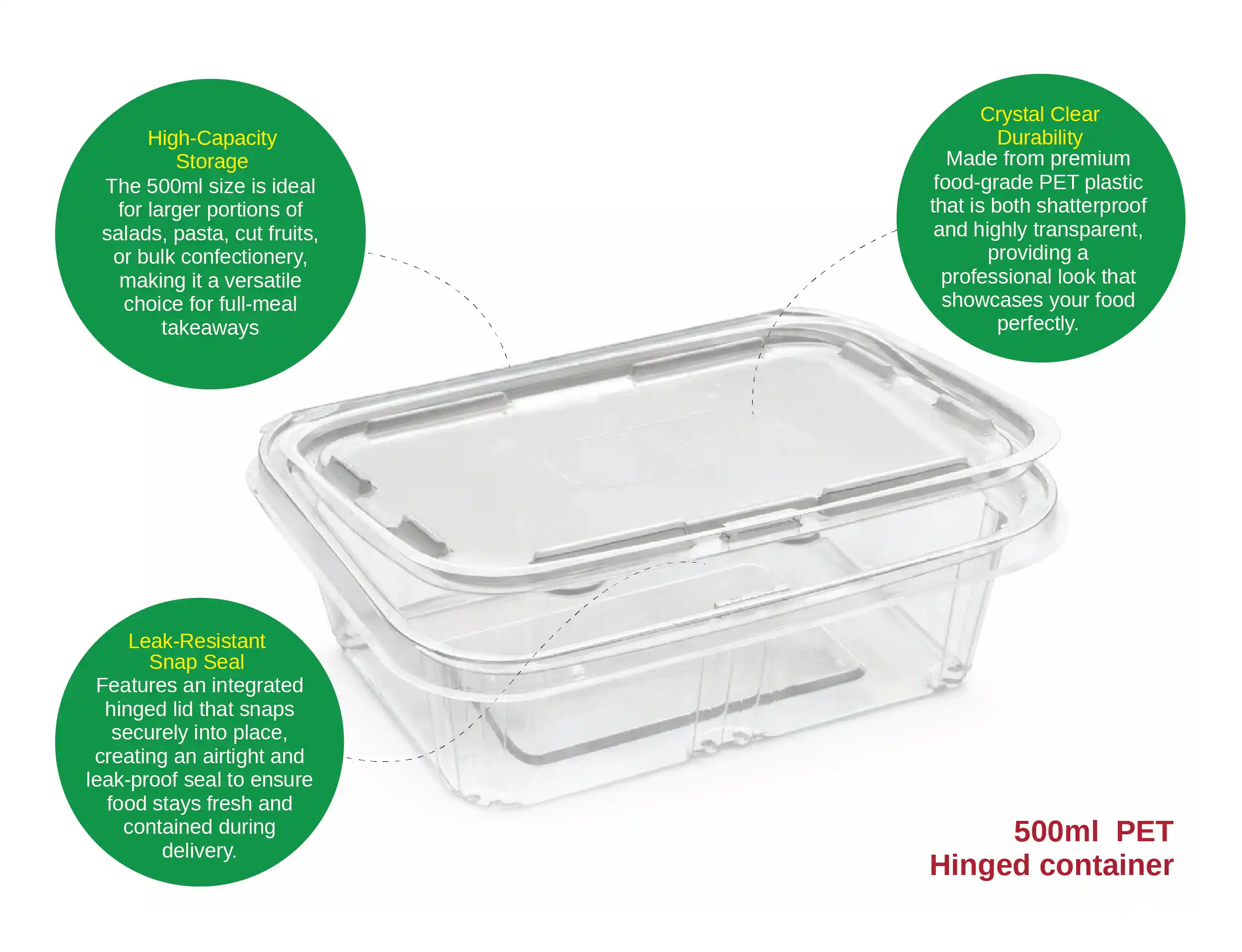 500ml PET Hinged Square Container - image 2