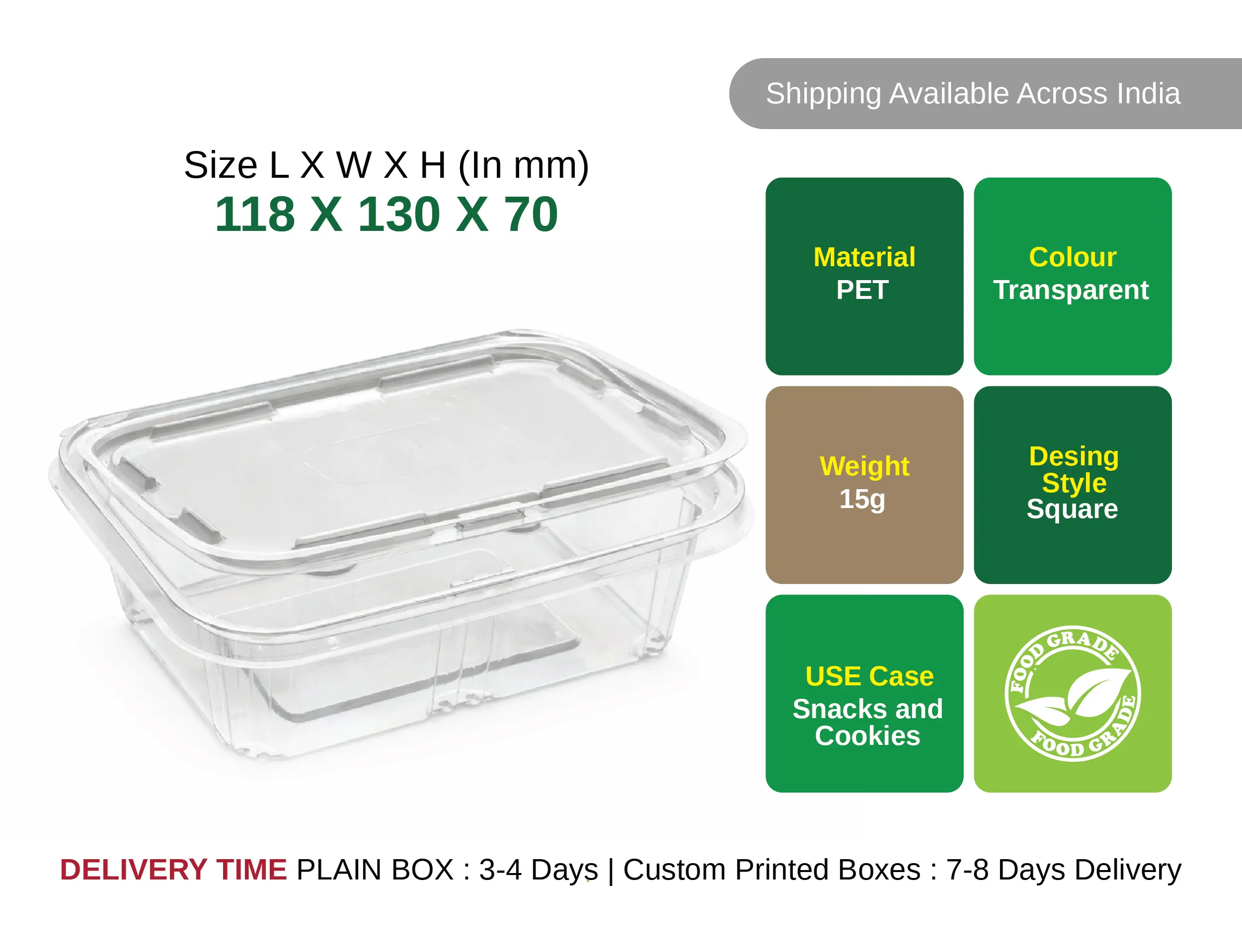 500ml PET Hinged Square Container - image 3