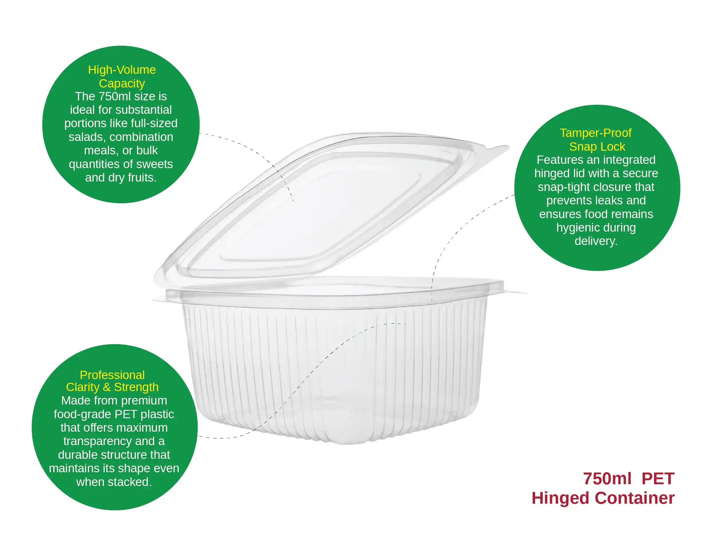 750ml PET Hinged Rectangular Container - image 2