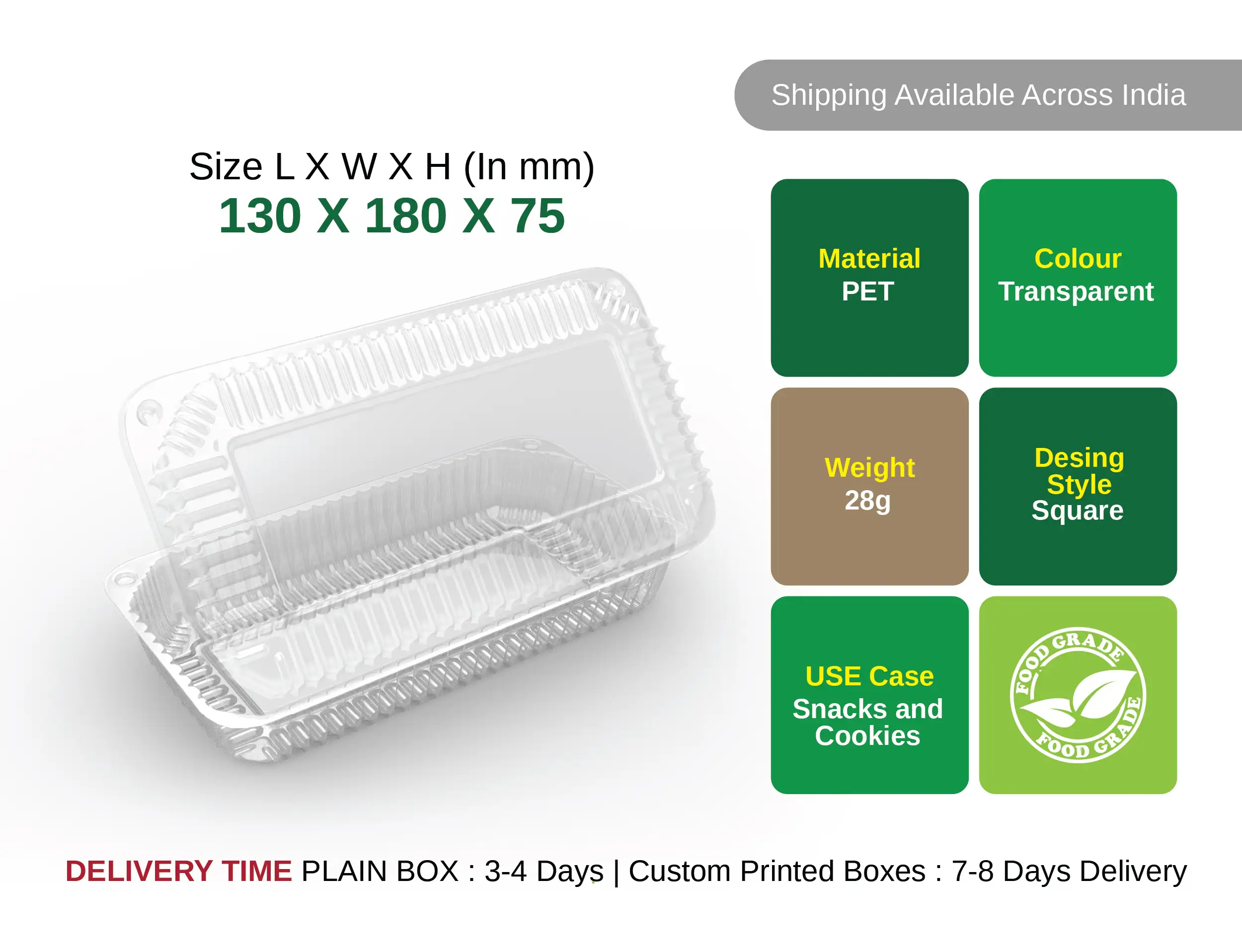 1000ml PET Hinged Rectangular Container - image 3