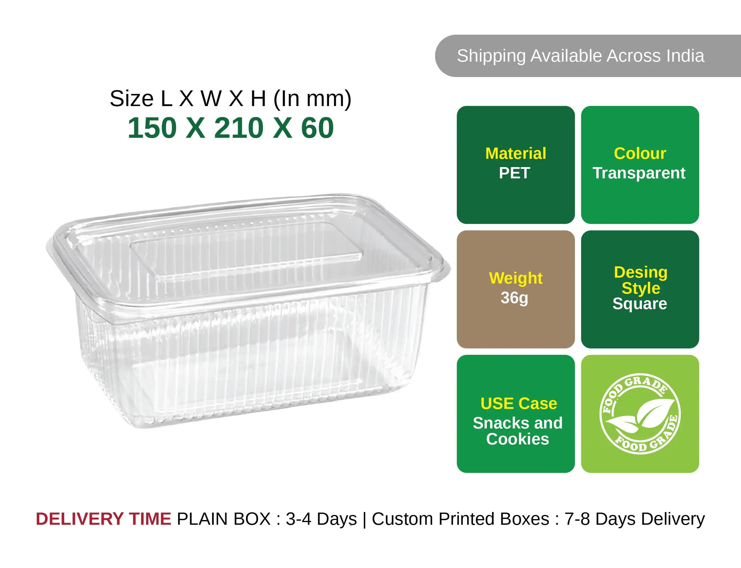 1500ml PET Hinged Rectangular Container - image 3