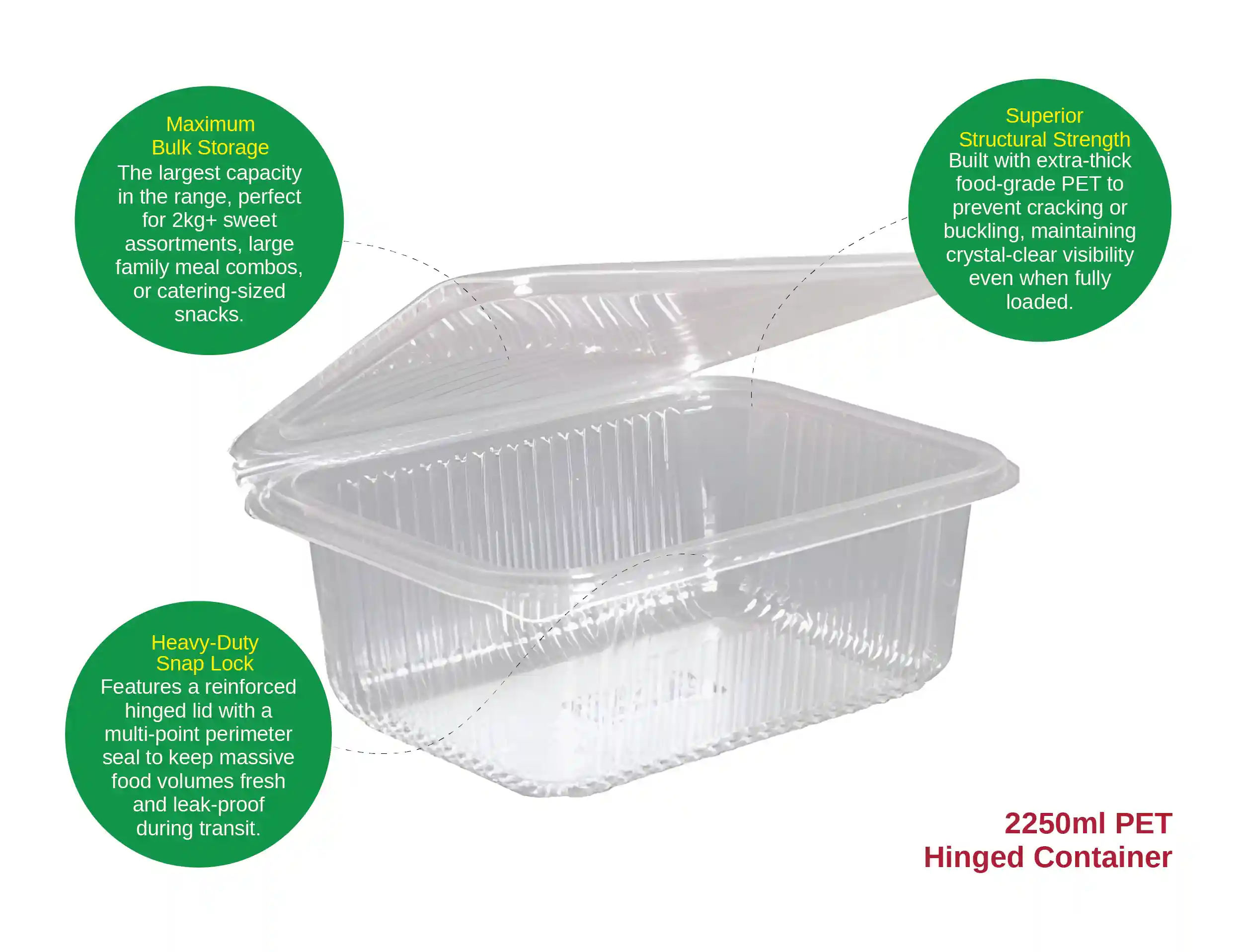 2250ml PET Hinged Rectangular Container - image 2