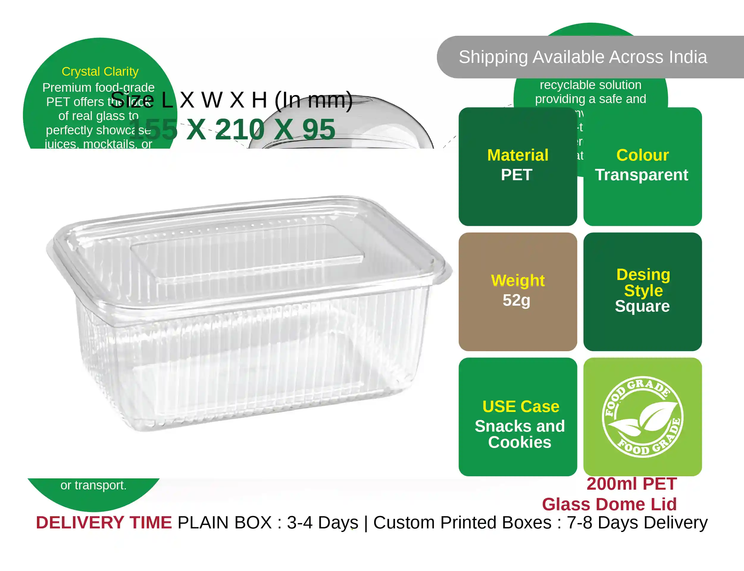 2250ml PET Hinged Rectangular Container - image 3