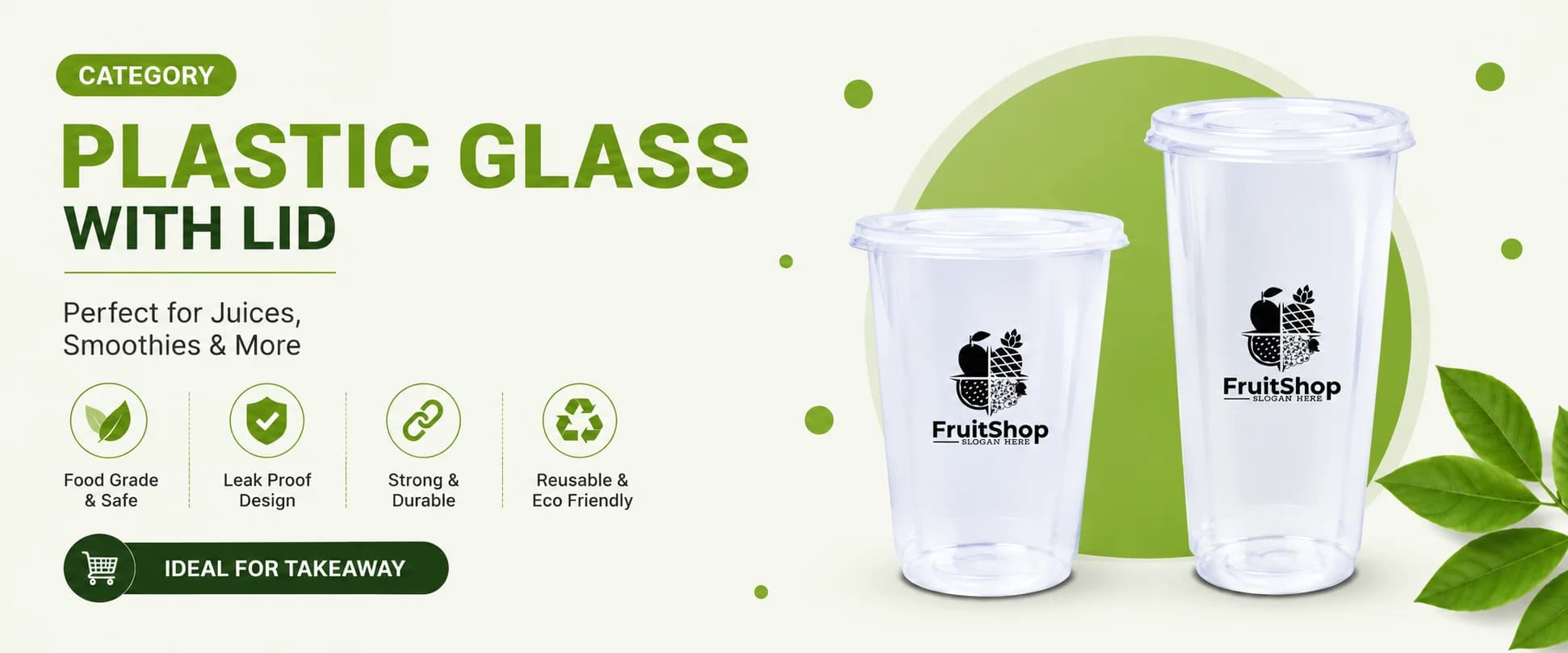 Plastic Juice GLass WIth Lid Desktop Banner