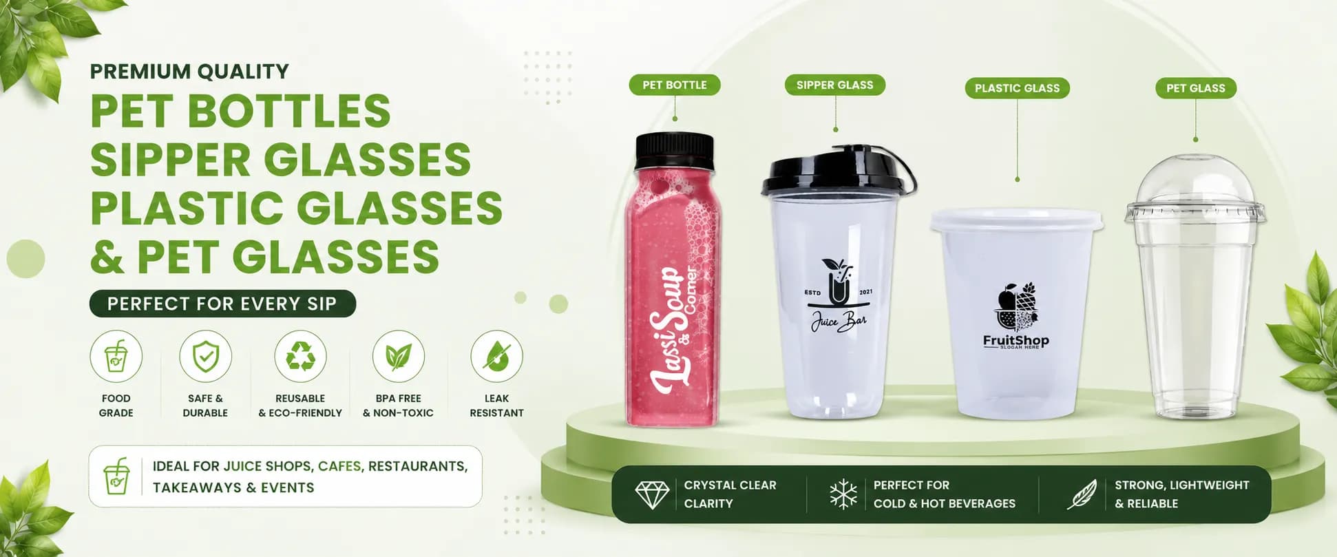 Plastic Juice GLass WIth Lid Desktop Banner