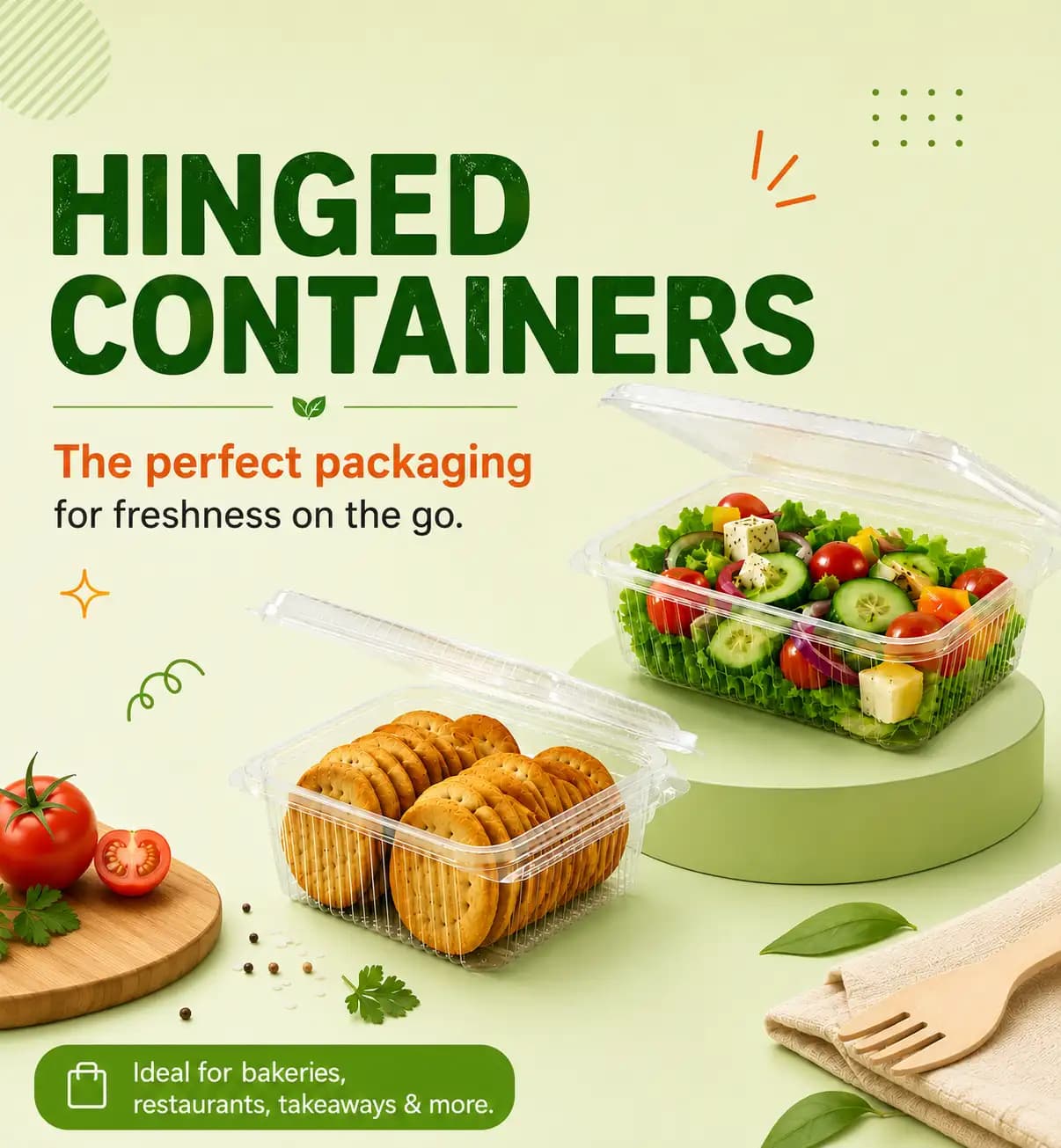 PET Hinged Containers Mobile Banner