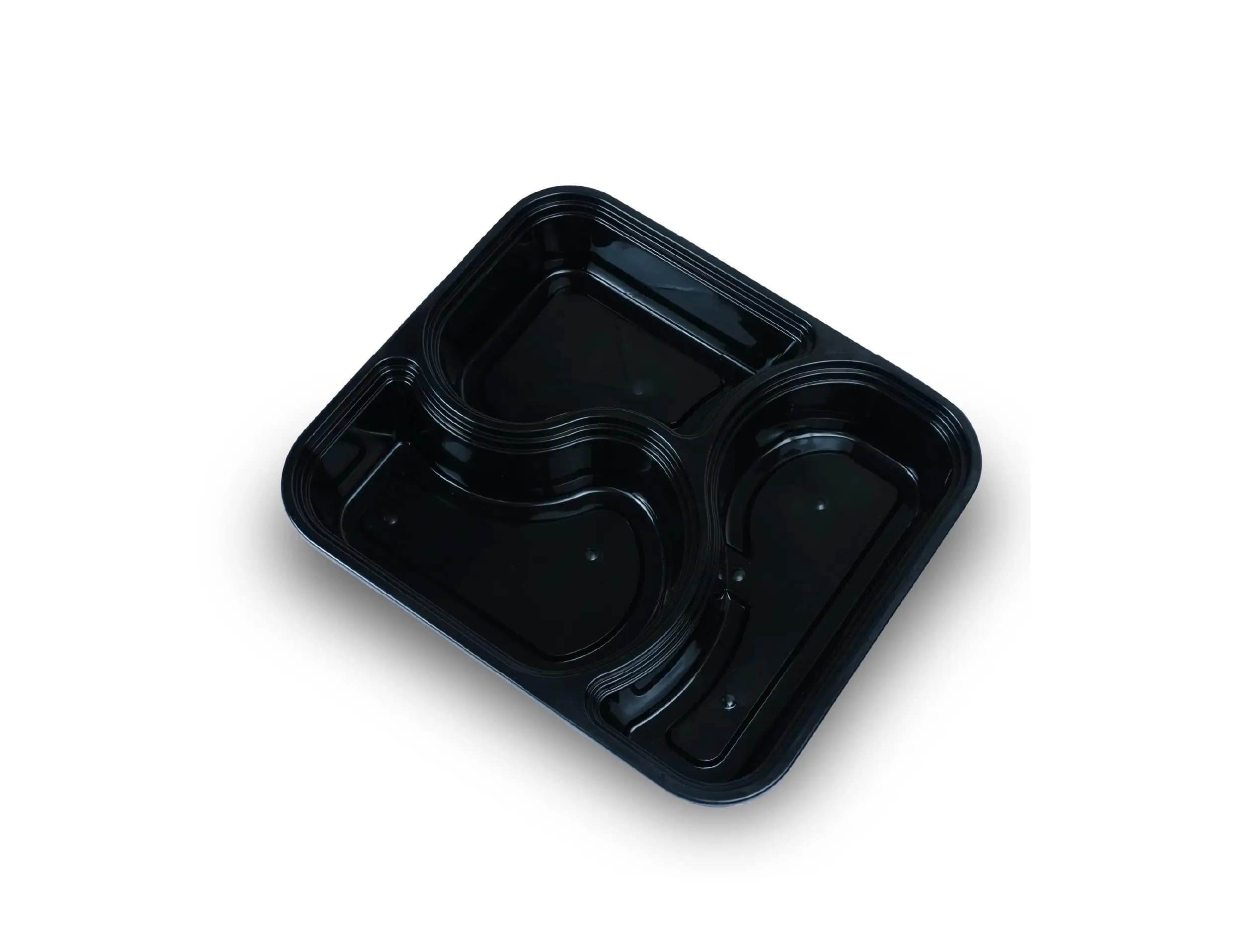Plastic 3cp Round Thali Meal Tray With Lid - Pack of 200 Pieces