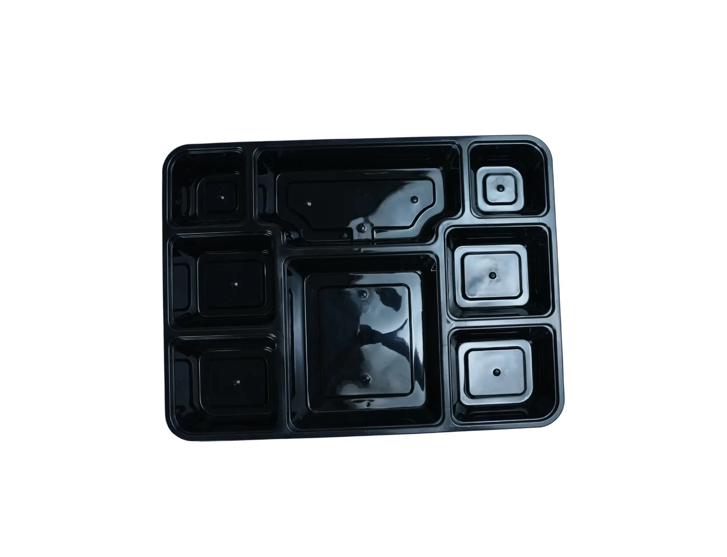 Plastic 8 Compartment Disposable thali Tray with Lid - Pack of 150 Pieces