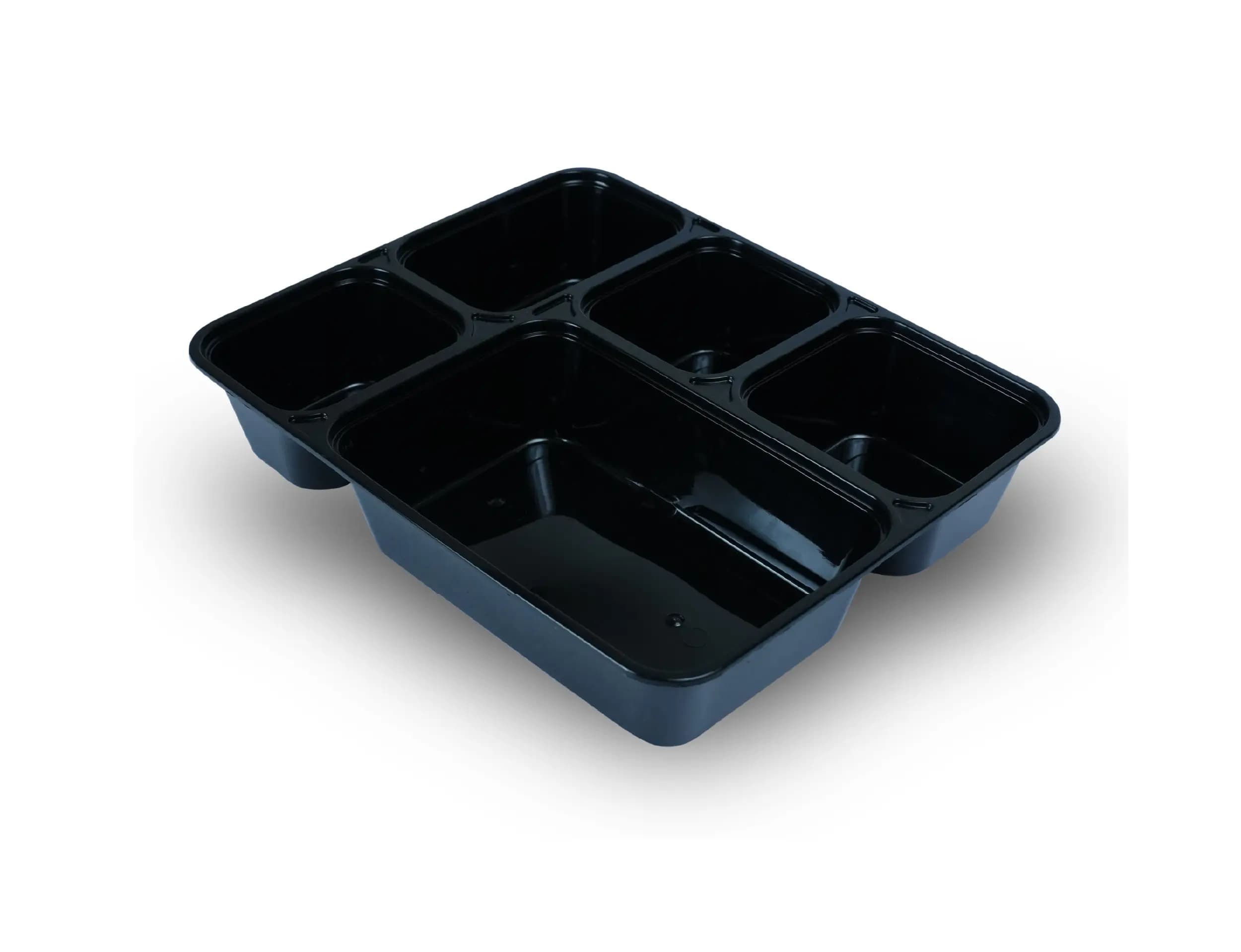 Plastic 5 Compartment Disposable Thali with Lid - Pack of 150 Pieces