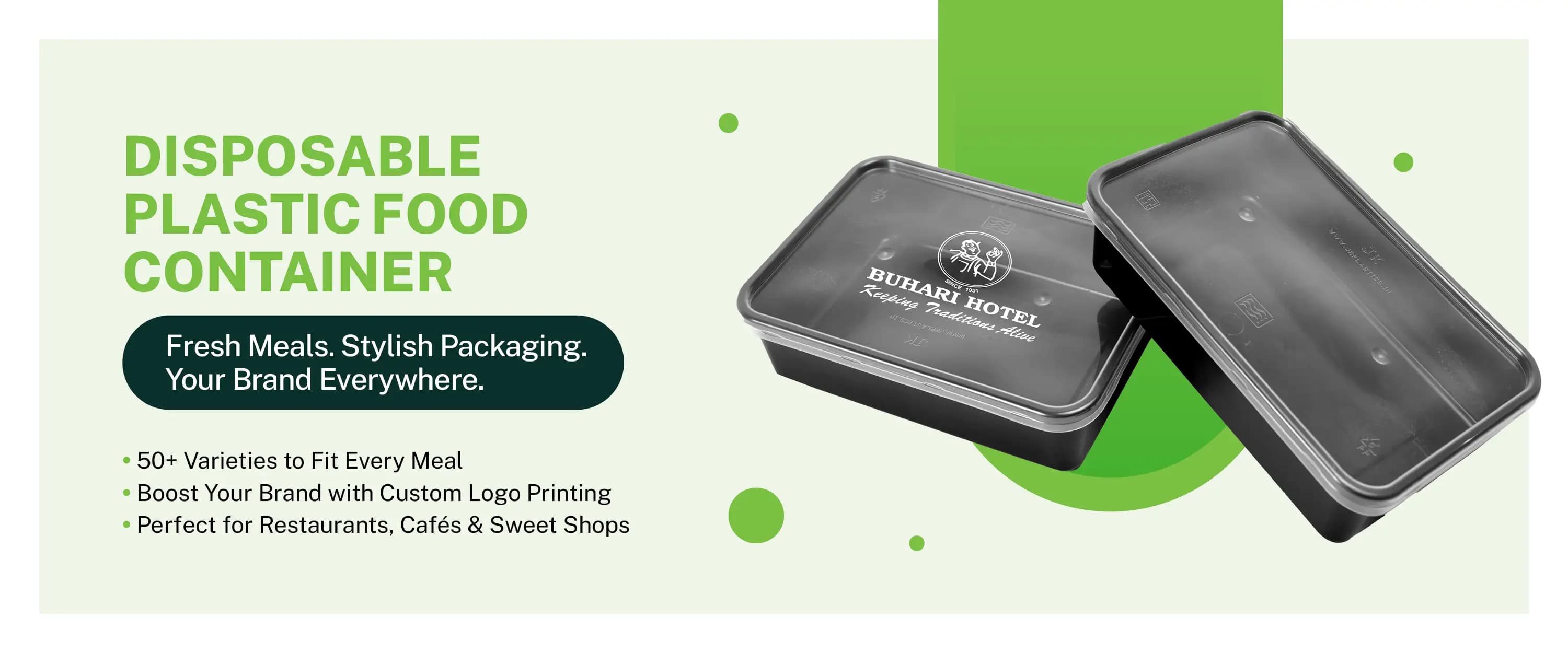 Disposable plastic food container Desktop Banner