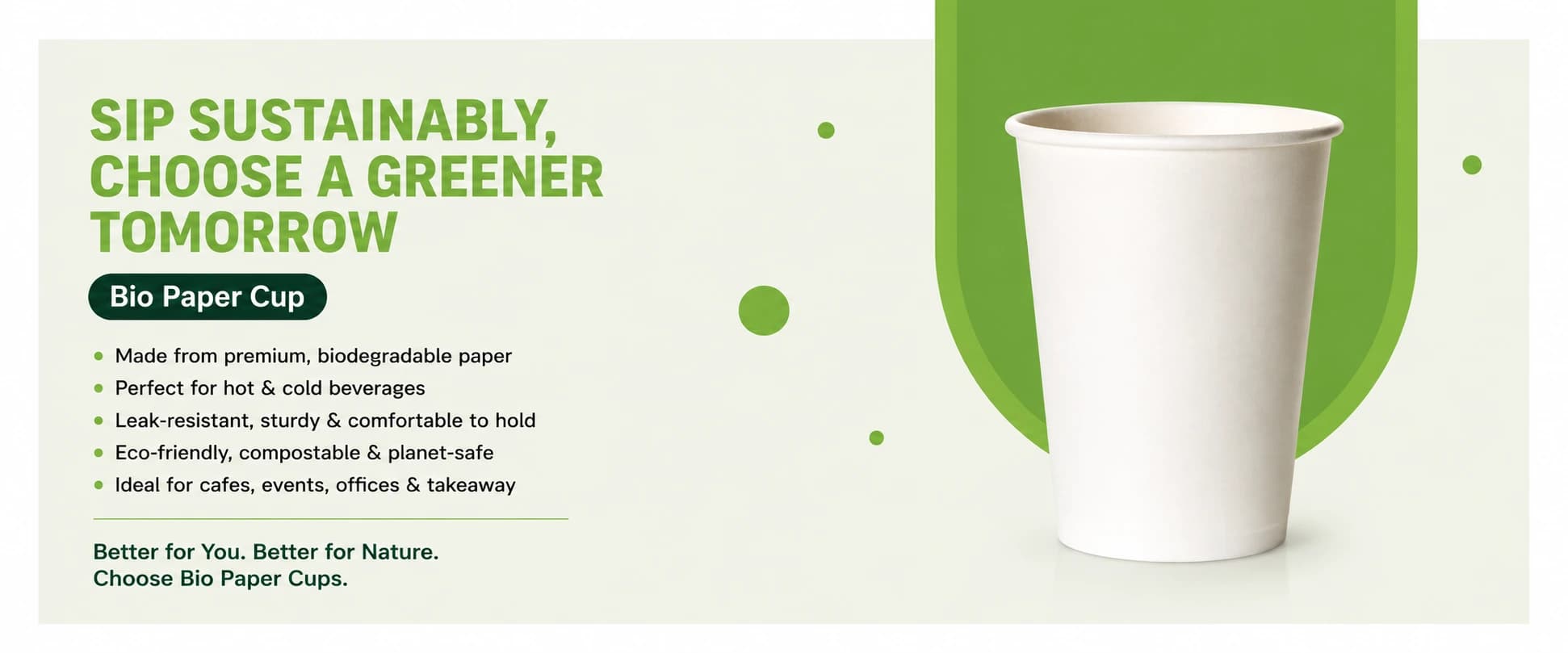 Single wall disposable paper cup Desktop Banner