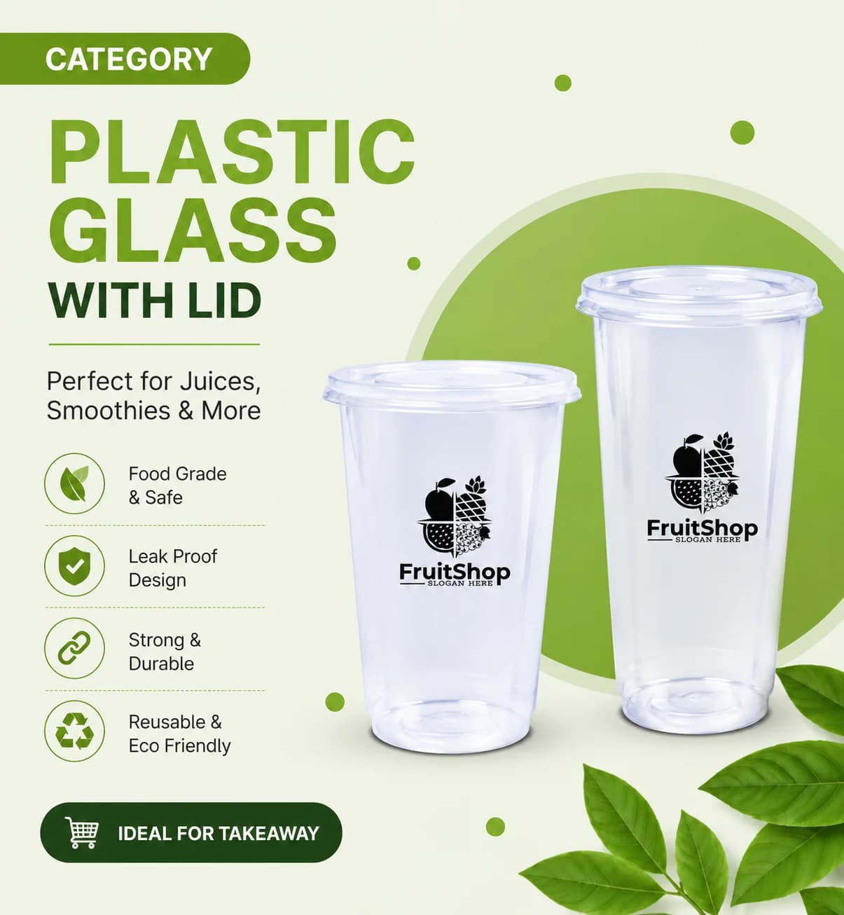 Plastic Juice GLass WIth Lid Mobile Banner