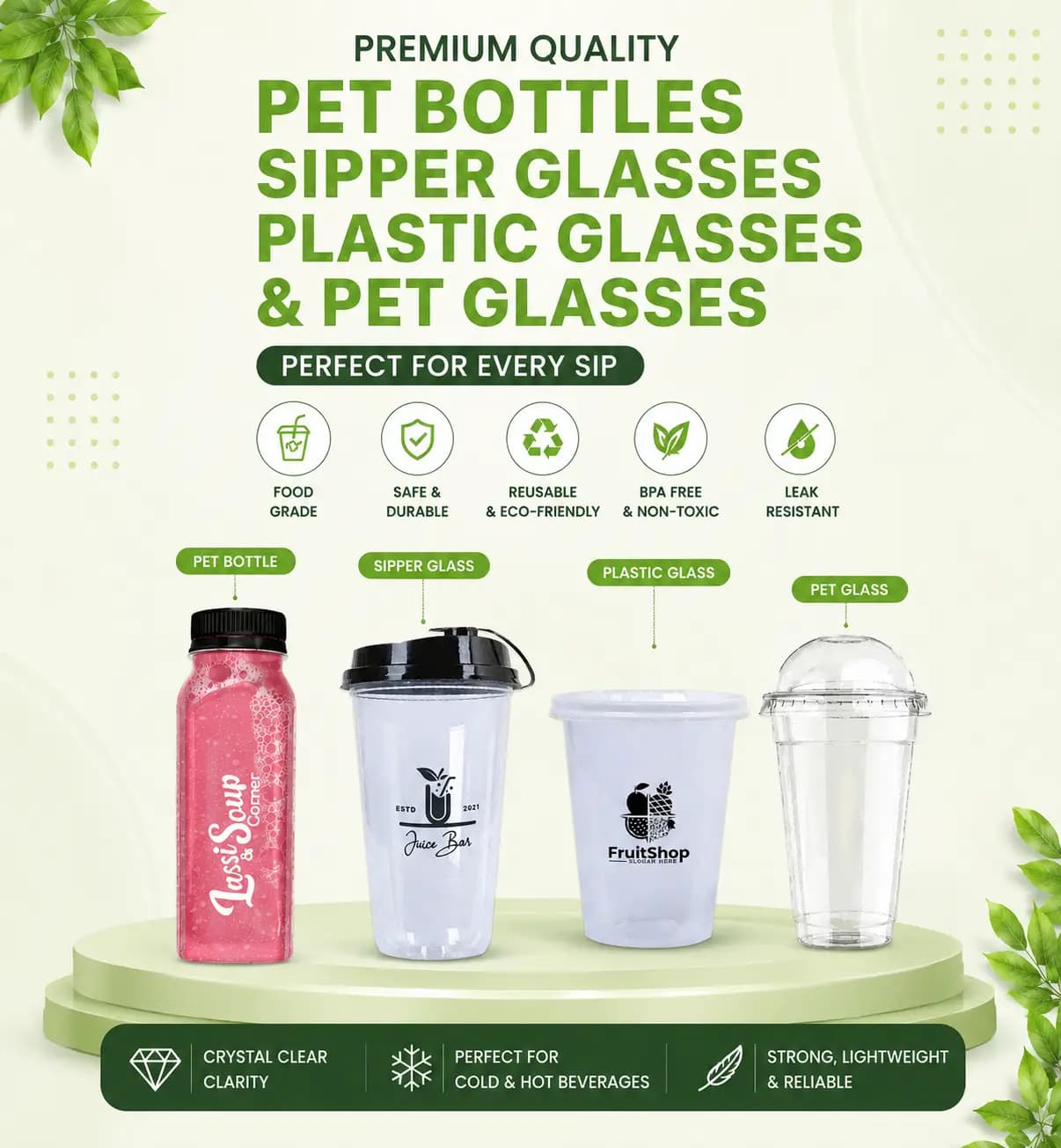 Plastic Juice GLass WIth Lid Mobile Banner