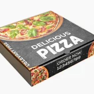 Customized multi colour 9inch pizza box black with pizza image