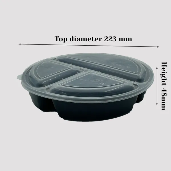 disposable compartment 3cp meal tray black size