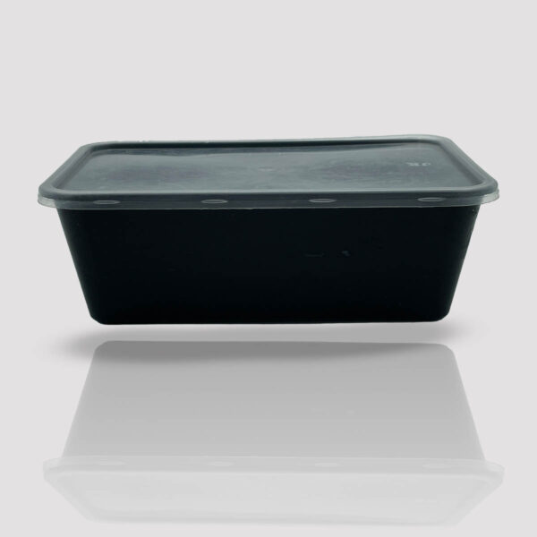 plastic container 1000ml rectangle black straight image