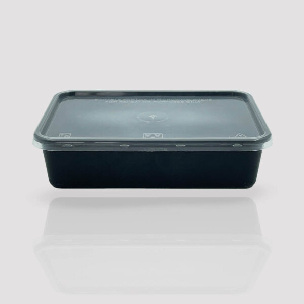 plastic container 500ml rectangle black straight image