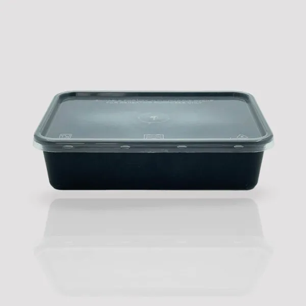 plastic container 500ml rectangle black straight image