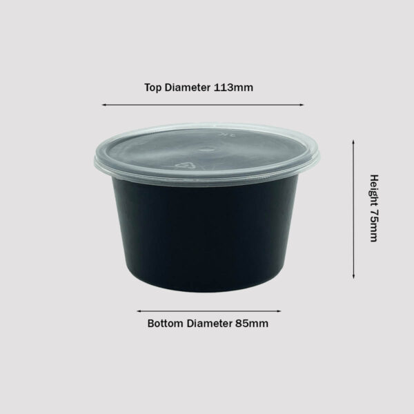 plastic container 500ml round black size