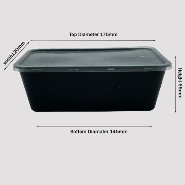Plastic container 1000ml rectangle black size image