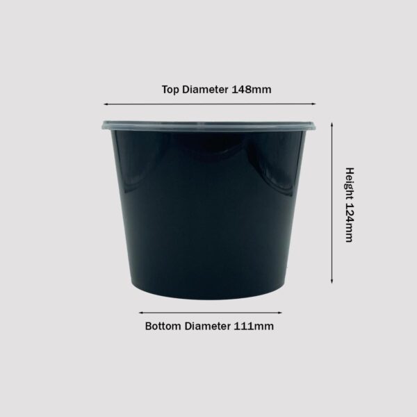1500ml round plastic container black size
