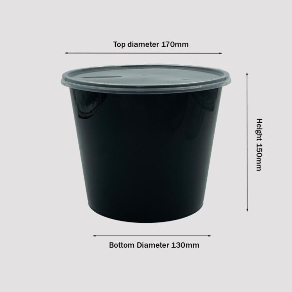 plastic container 2500ml round black size
