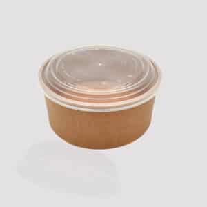 1000ml kraft paper bowl with brown colour bottom and transparent lid