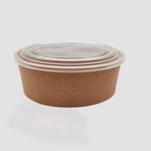 1300ml kraft bowl with brown colour bottom and transparent lid