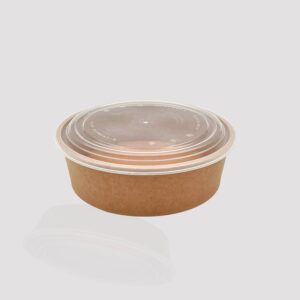 500ml kraft paper bowl brown colour bottom and transparent lid
