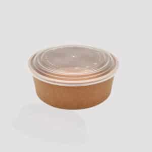 750ml kraft paper bowl with brown colour bottom and transparent lid