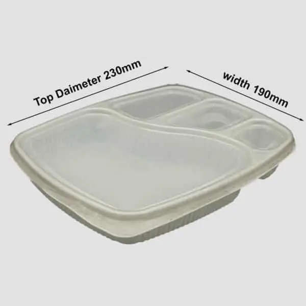 4 Compartment Meal Tray White size