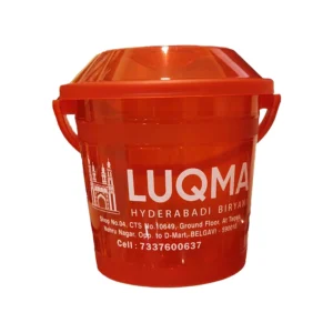 Printed Red Plastic 5litre biriyani bucket